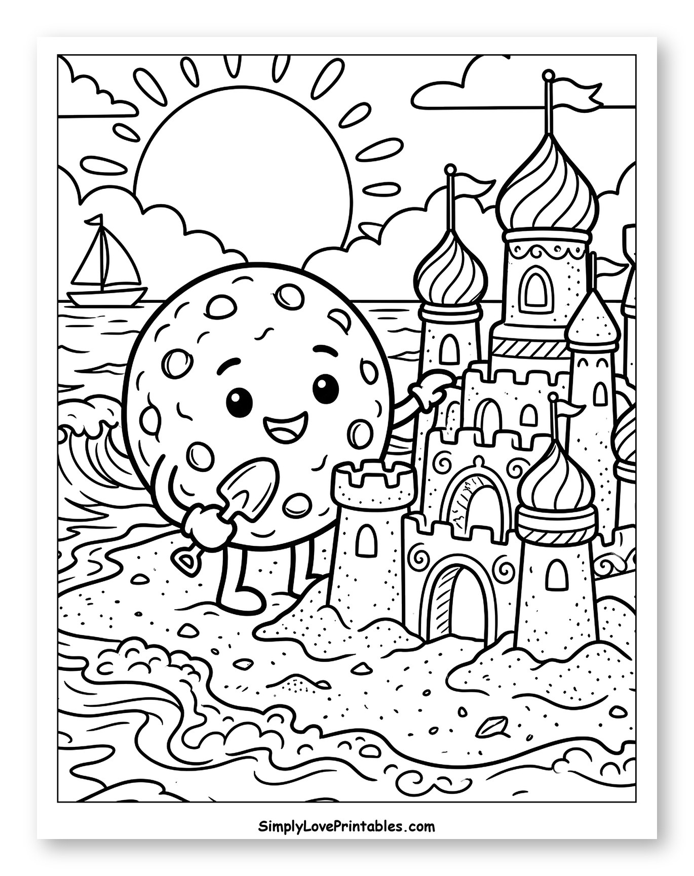 Happy Cookie Building Sandcastle on Beach