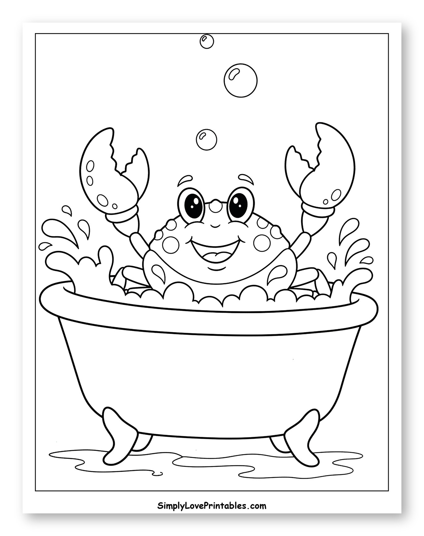 Happy Crab in a Bathtub with Bubbles