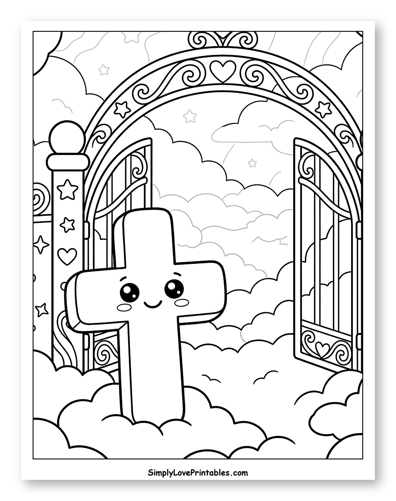Happy Cross with Open Heavenly Gates