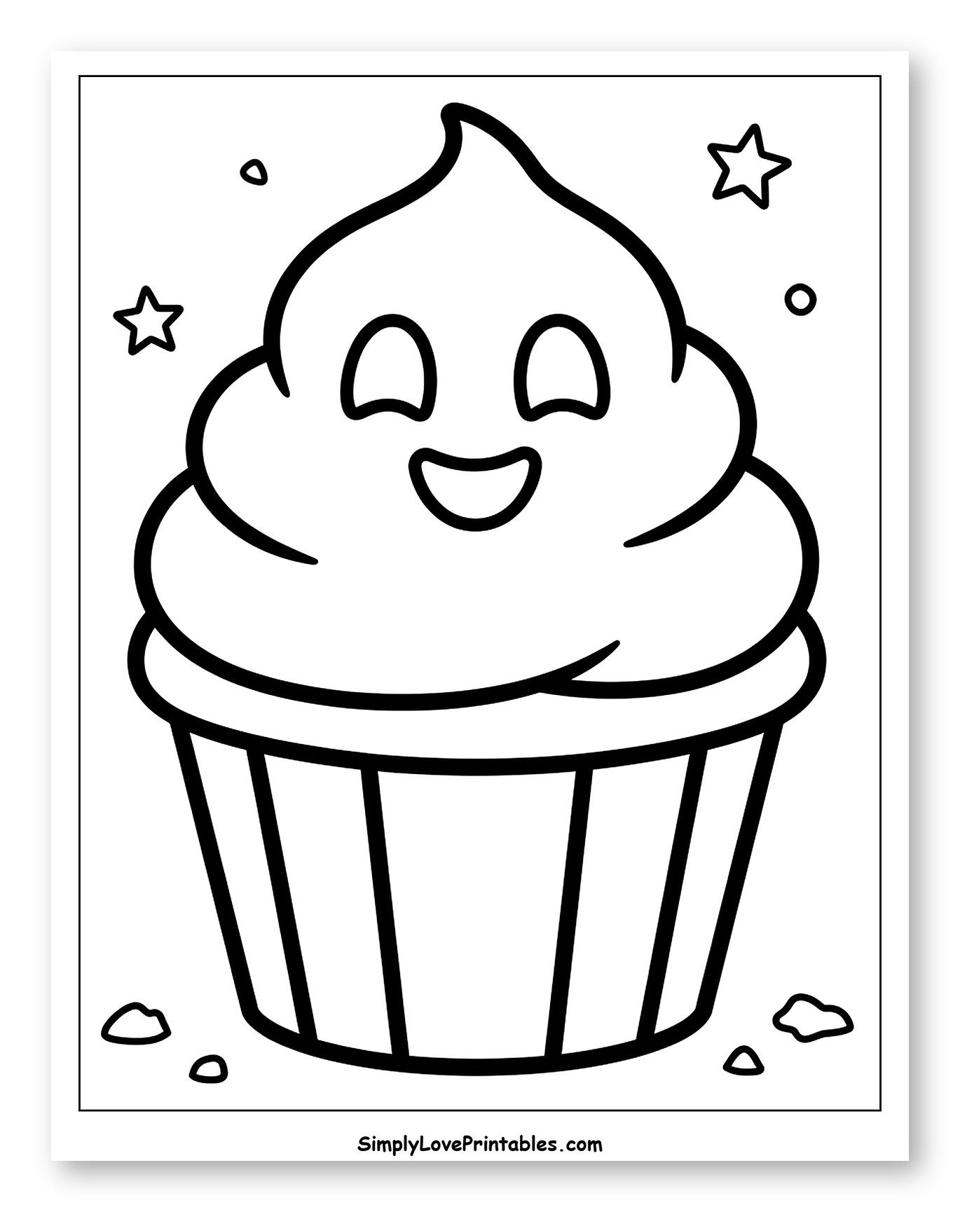 Happy Cupcake with Stars and Sprinkles
