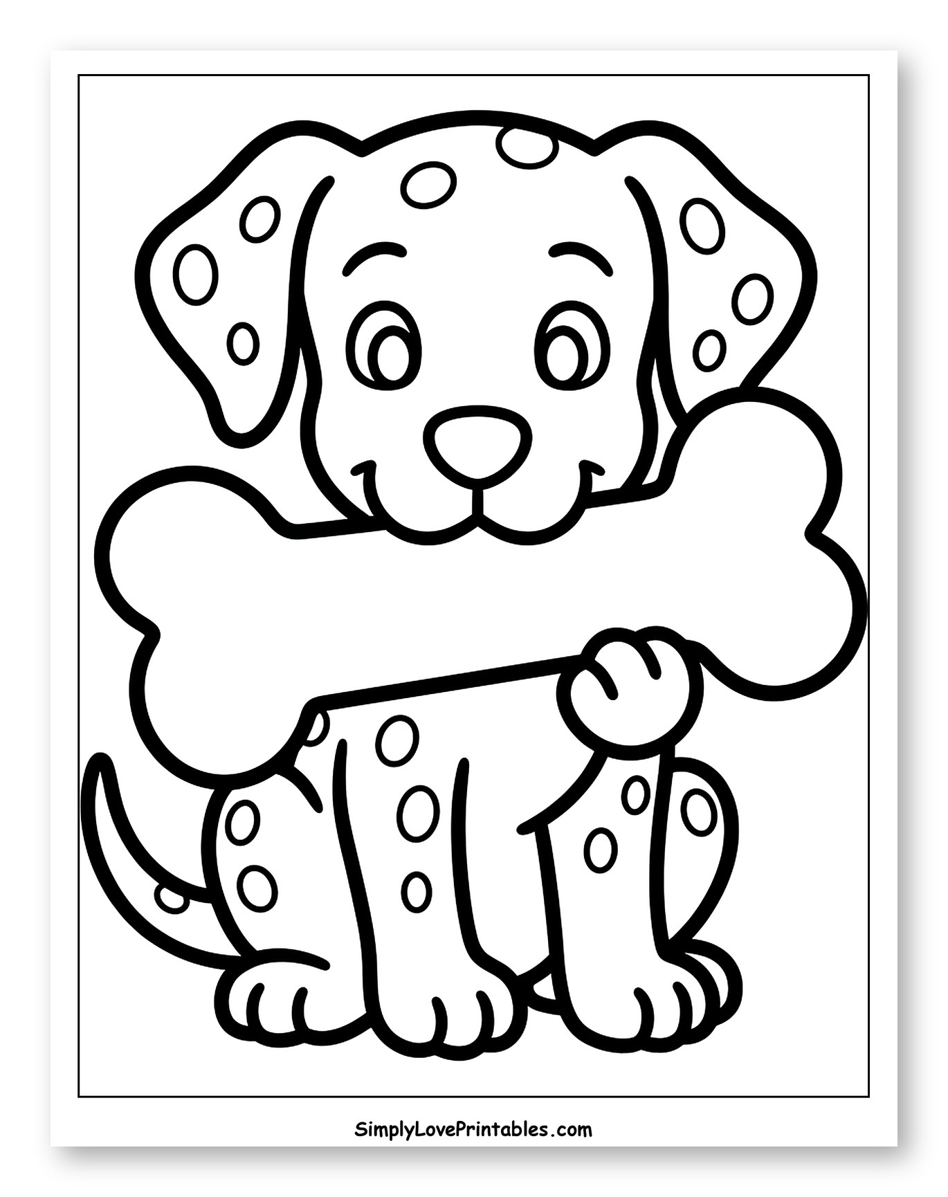 Happy Dalmatian Puppy Holding a Bone