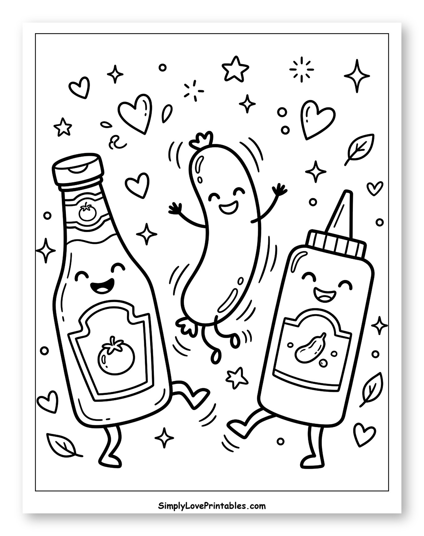 Happy Dancing Sausage with Ketchup and Mustard