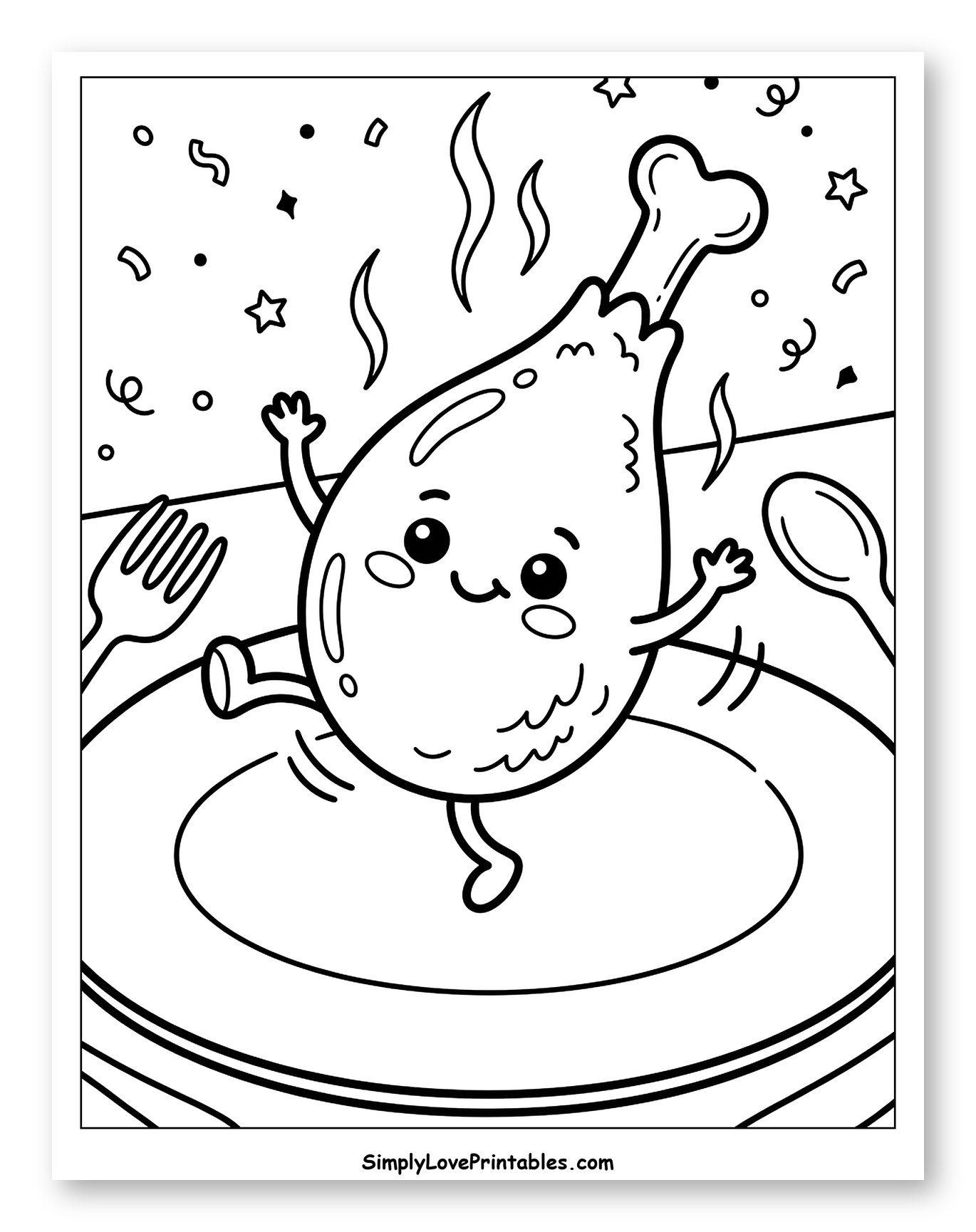 Happy Dancing Turkey Drumstick on a Plate