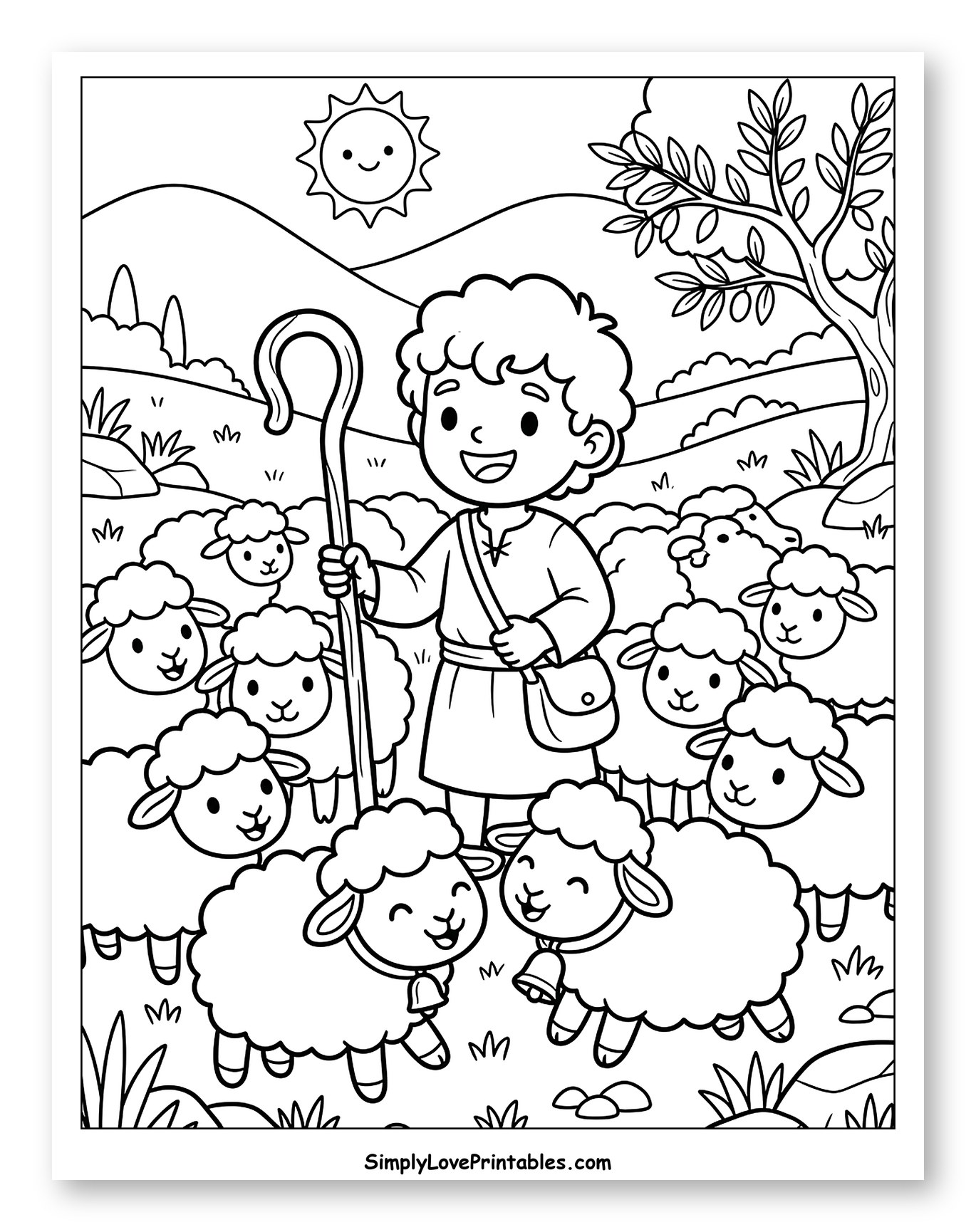 Happy David and His Sheep