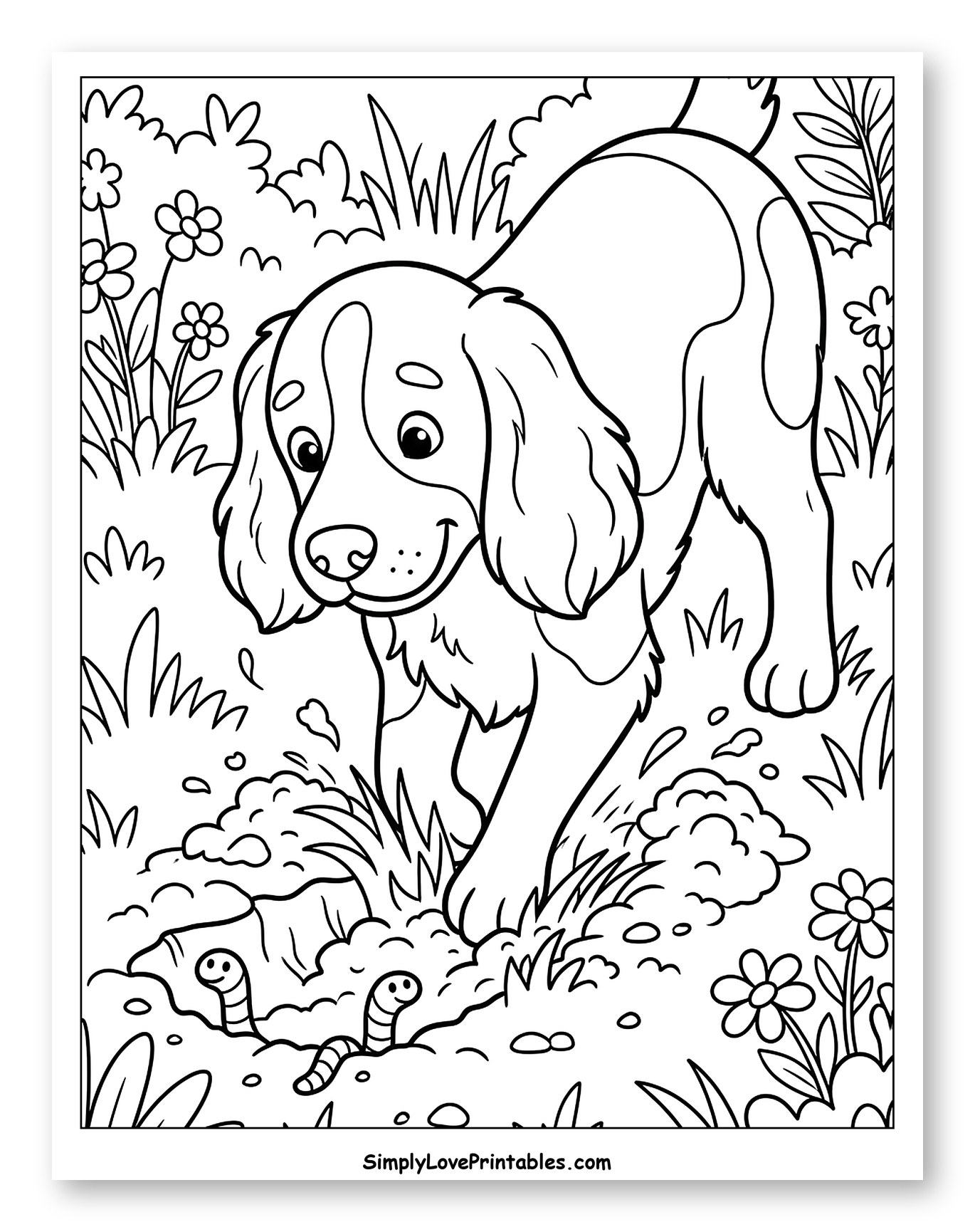 Happy Dog Digging for Worms