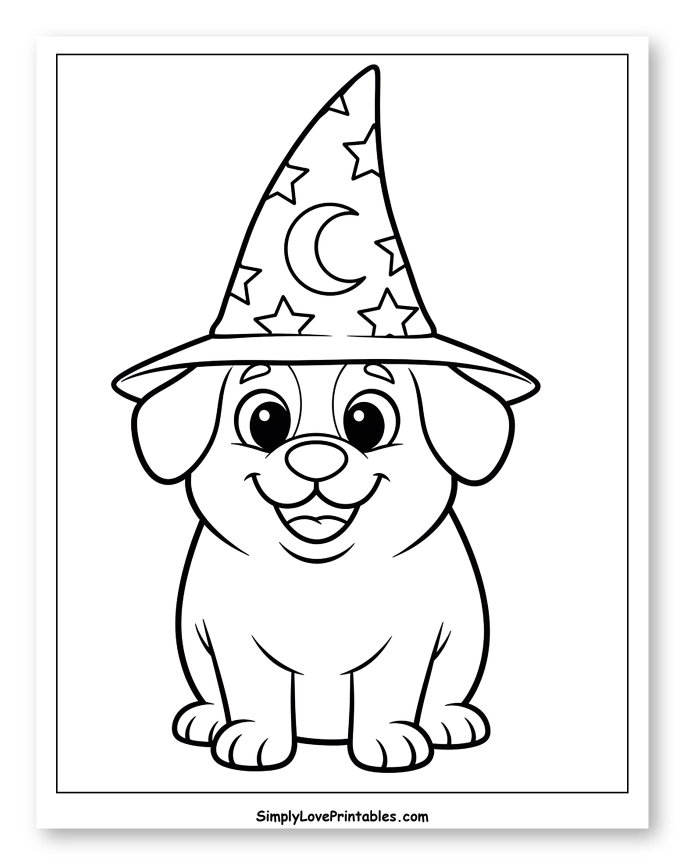Happy Dog in a Wizard's Hat