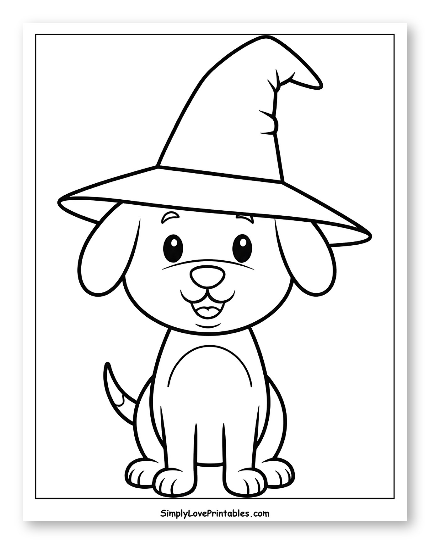 Happy Dog in Halloween Witch Hat