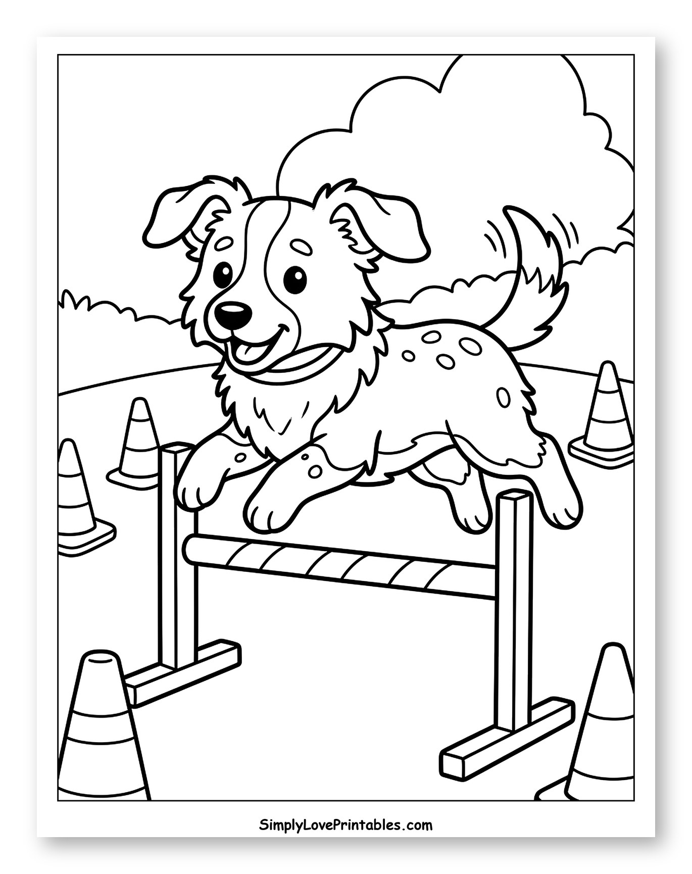 Happy Dog Leaping Over Agility Hurdle