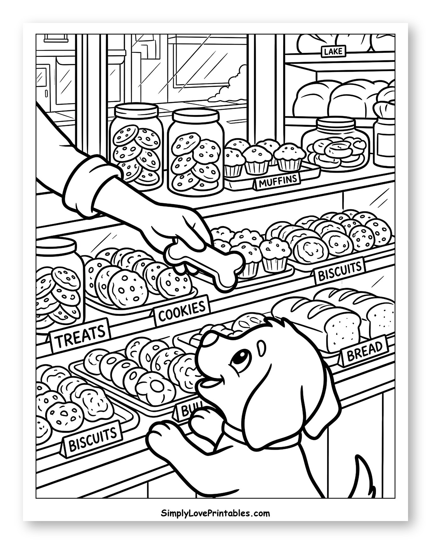 Happy Dog Receiving a Treat at a Bakery