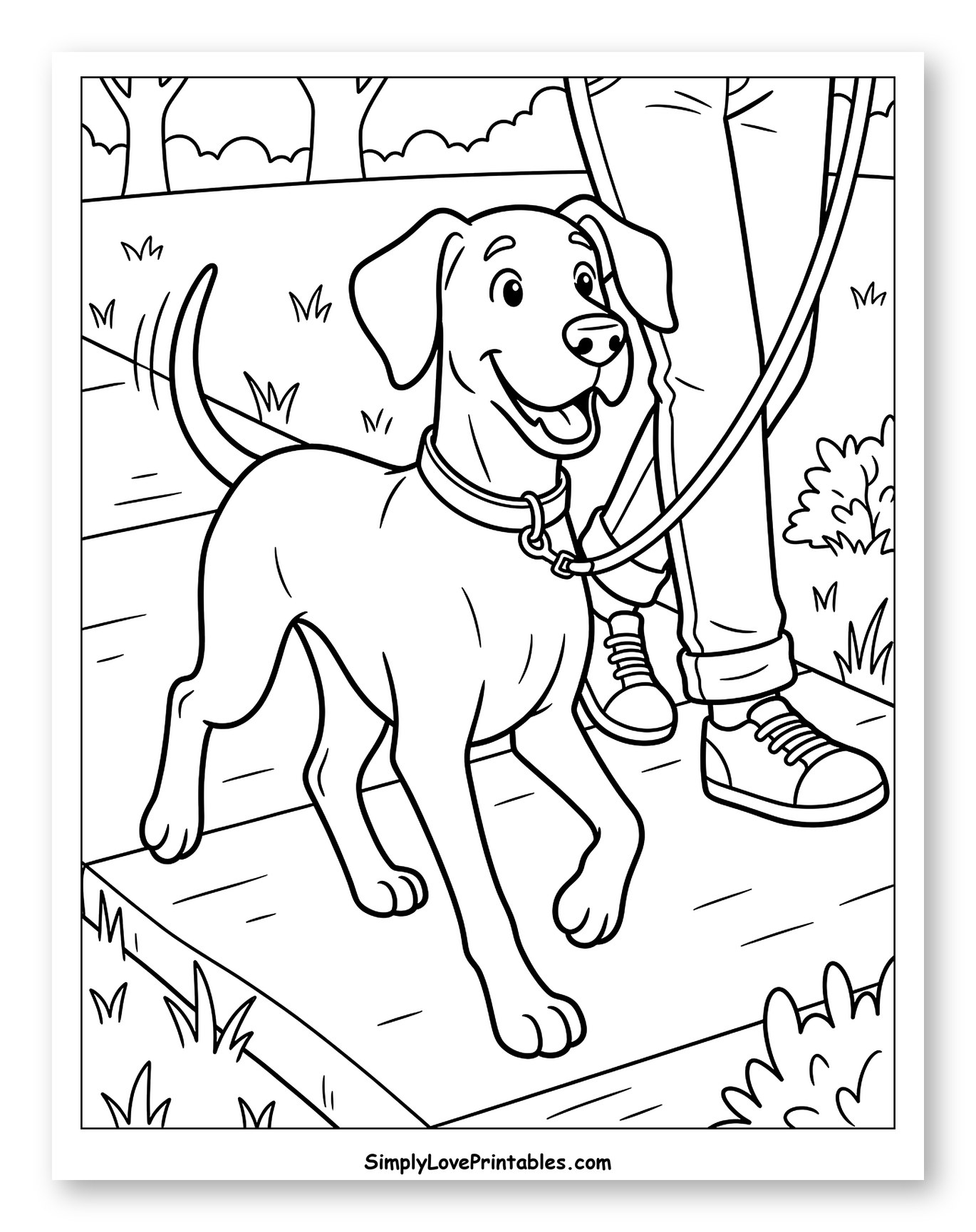 Happy Dog Walking on Leash with Owner