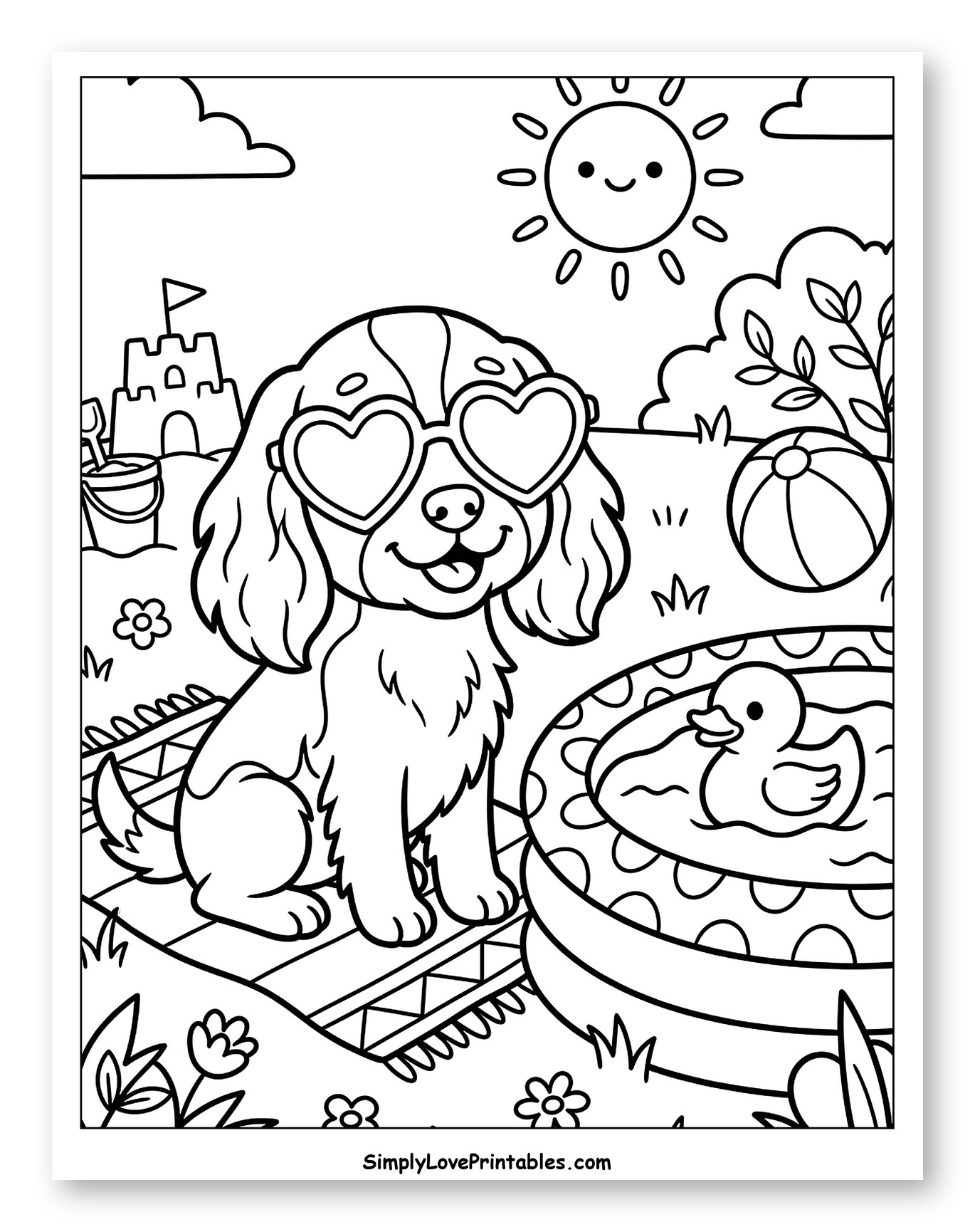 Happy Dog Wearing Sunglasses on Summer Day