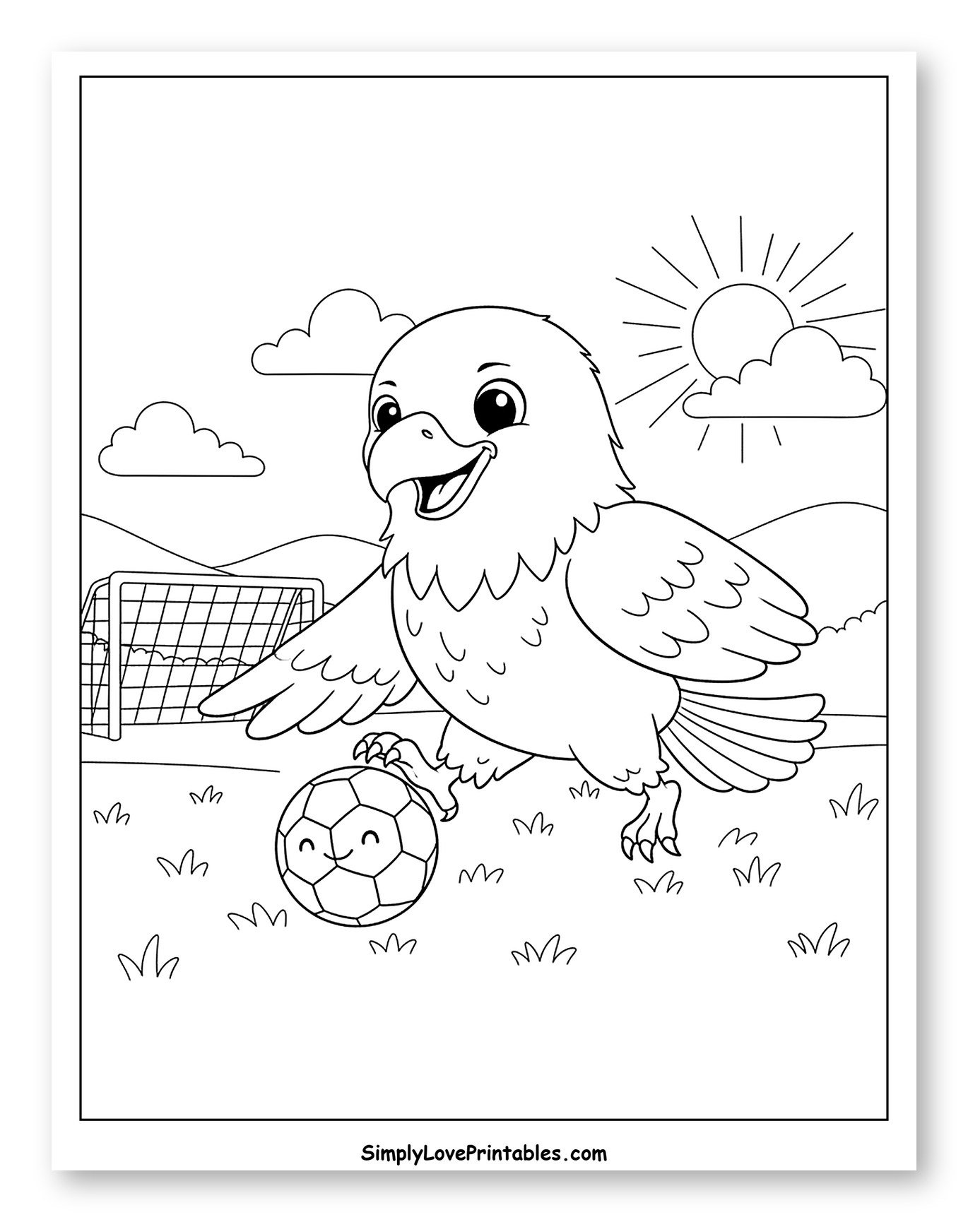 Happy Eagle Dribbling a Soccer Ball