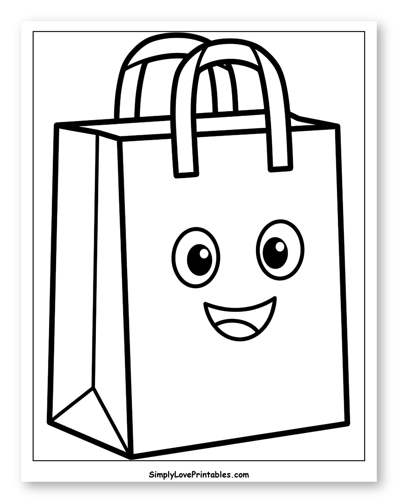 Happy Faced Paper Shopping Bag to Color for Toddlers