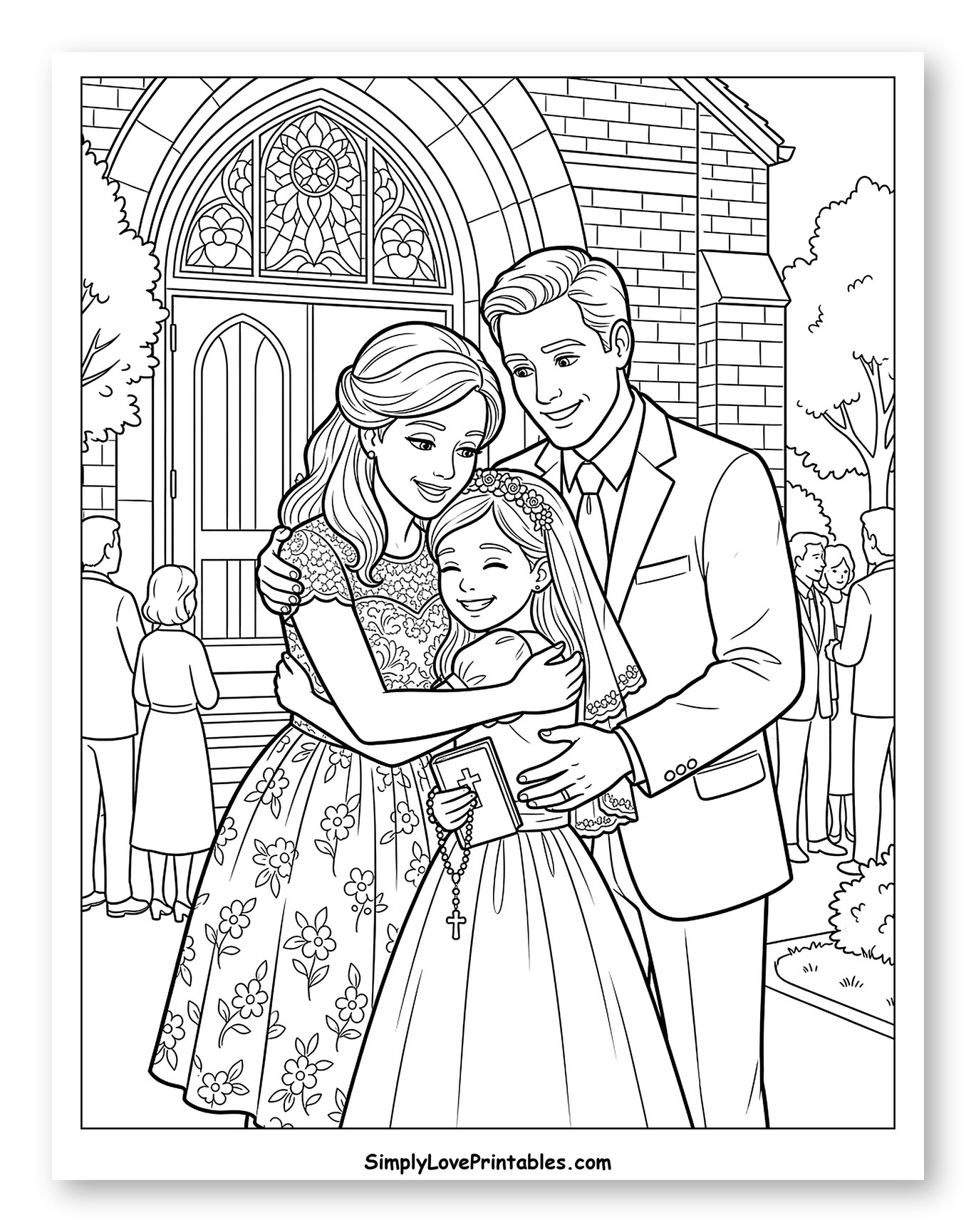Happy Family After Girl's First Communion