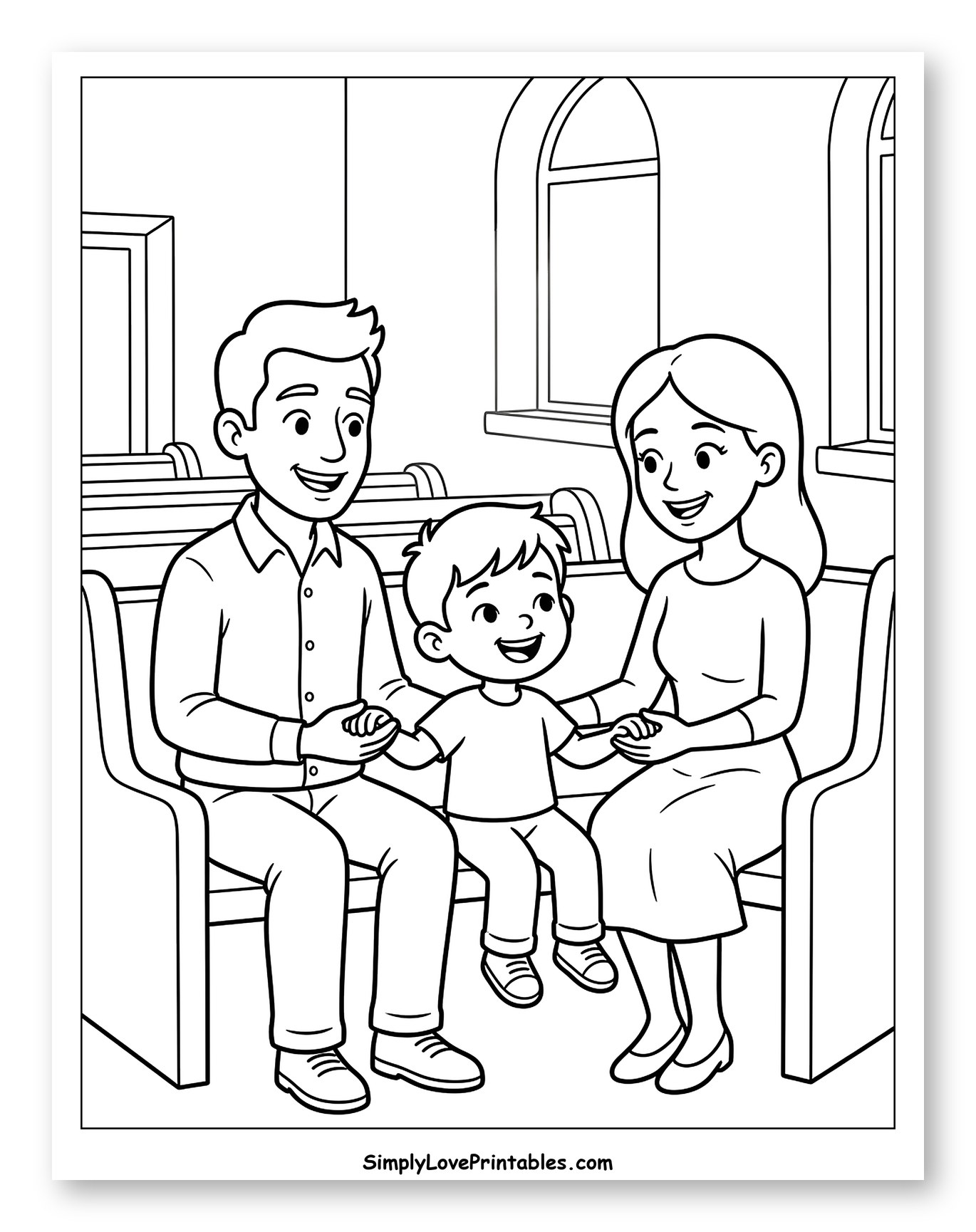 Happy Family Attending Church Service