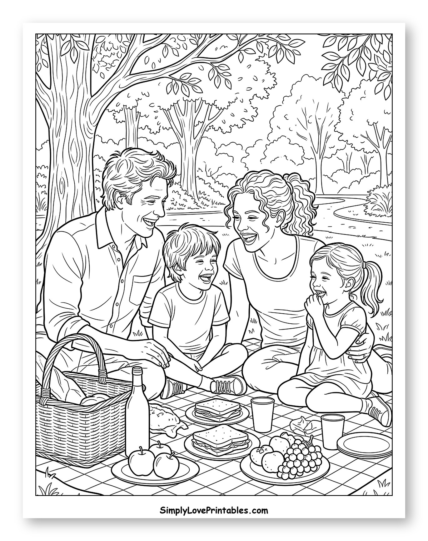 Happy Family Enjoying a Park Picnic