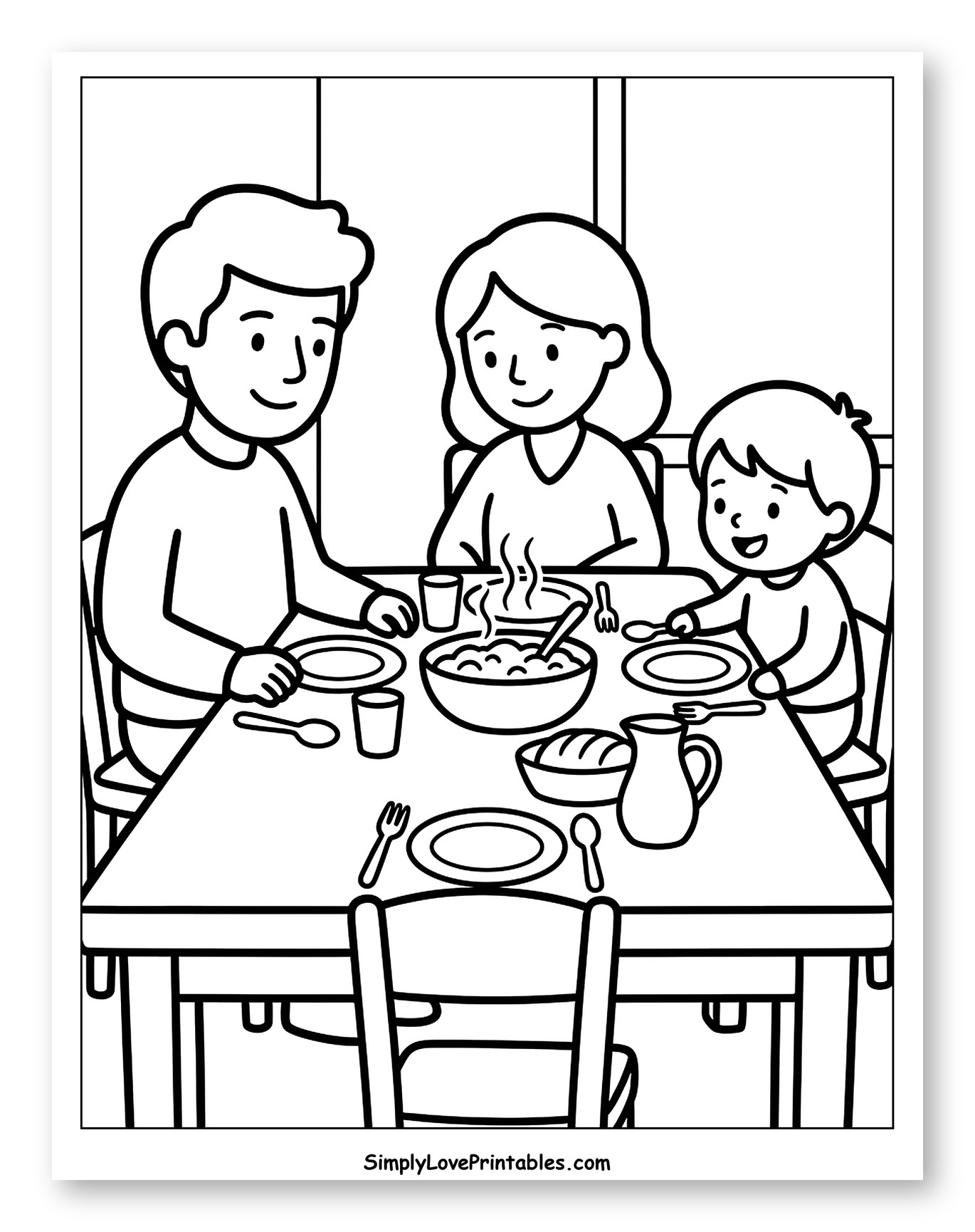 Happy Family Sharing a Dinner Together to Color for Toddlers