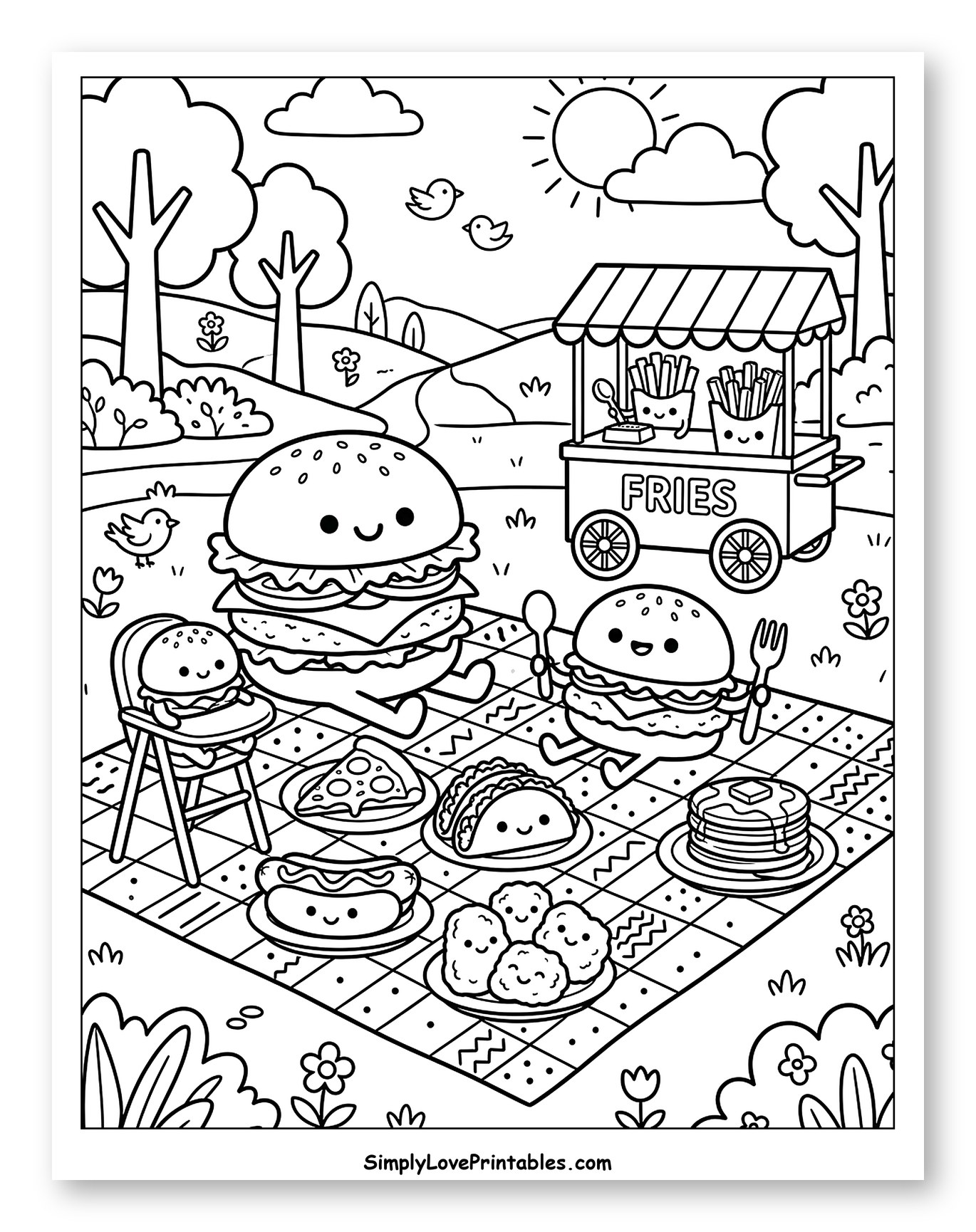Happy Fast Food Family Picnic