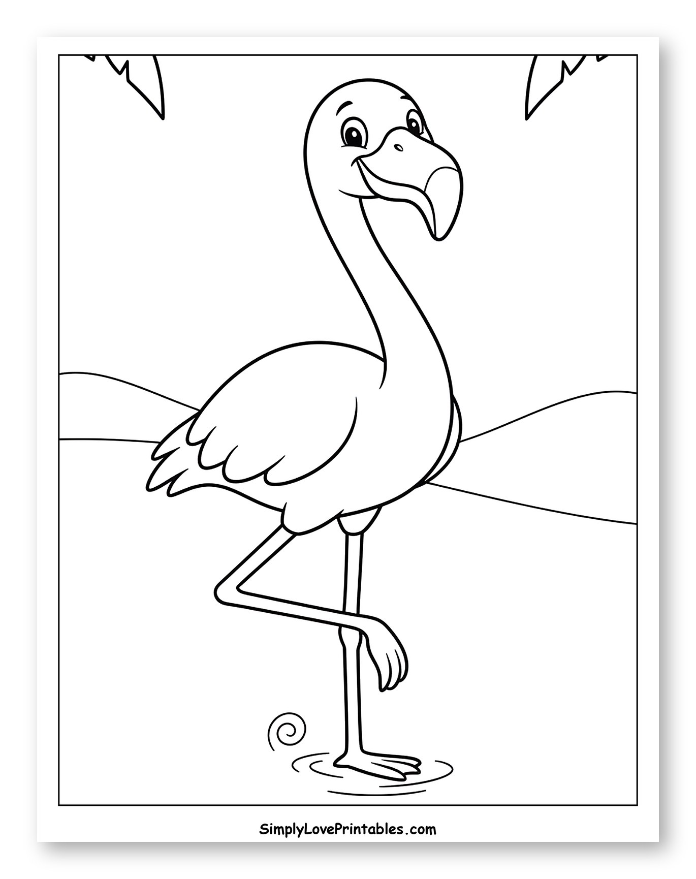 Happy Flamingo Standing in Water