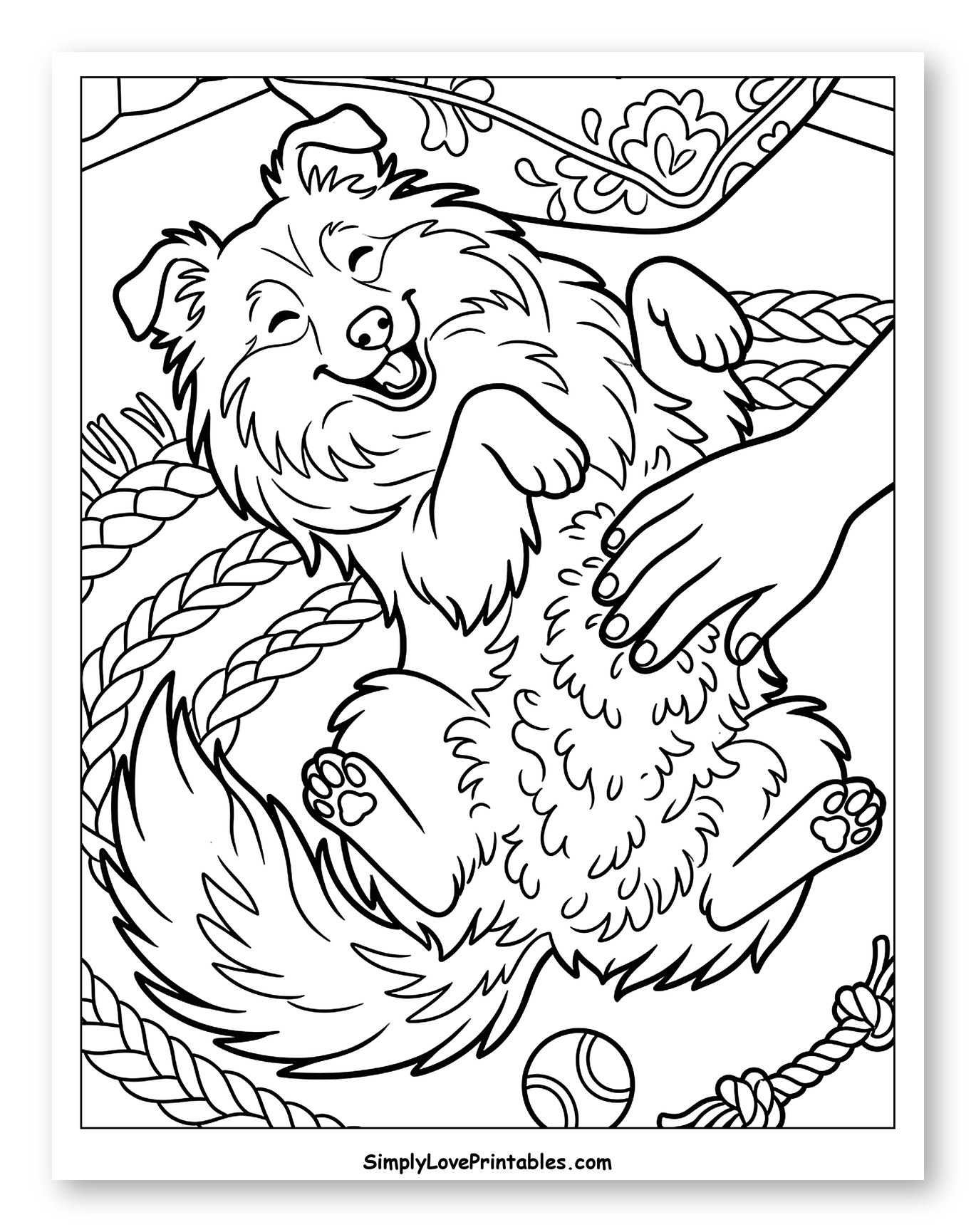 Happy Fluffy Dog Getting a Belly Rub