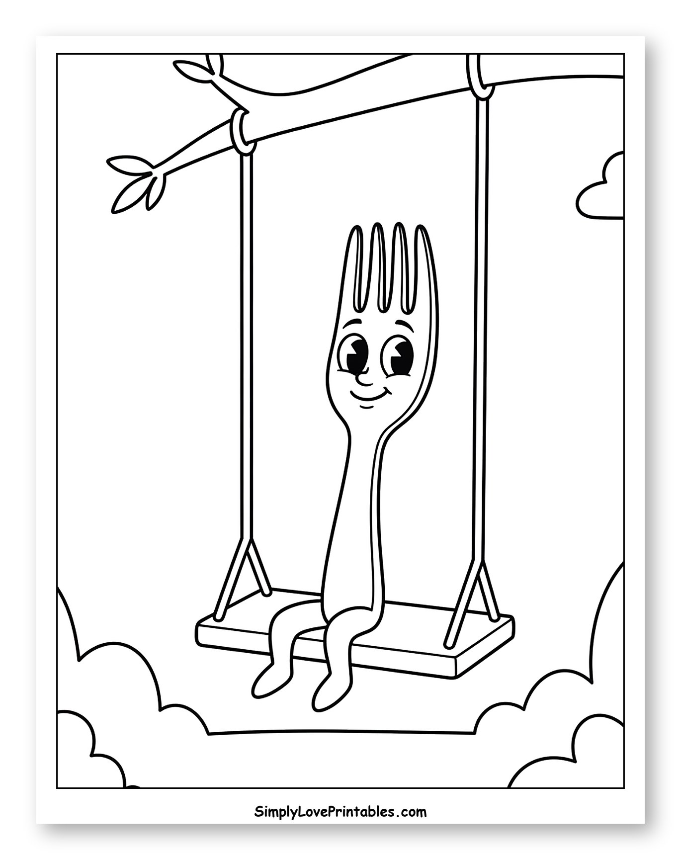 Happy Fork on a Tree Swing