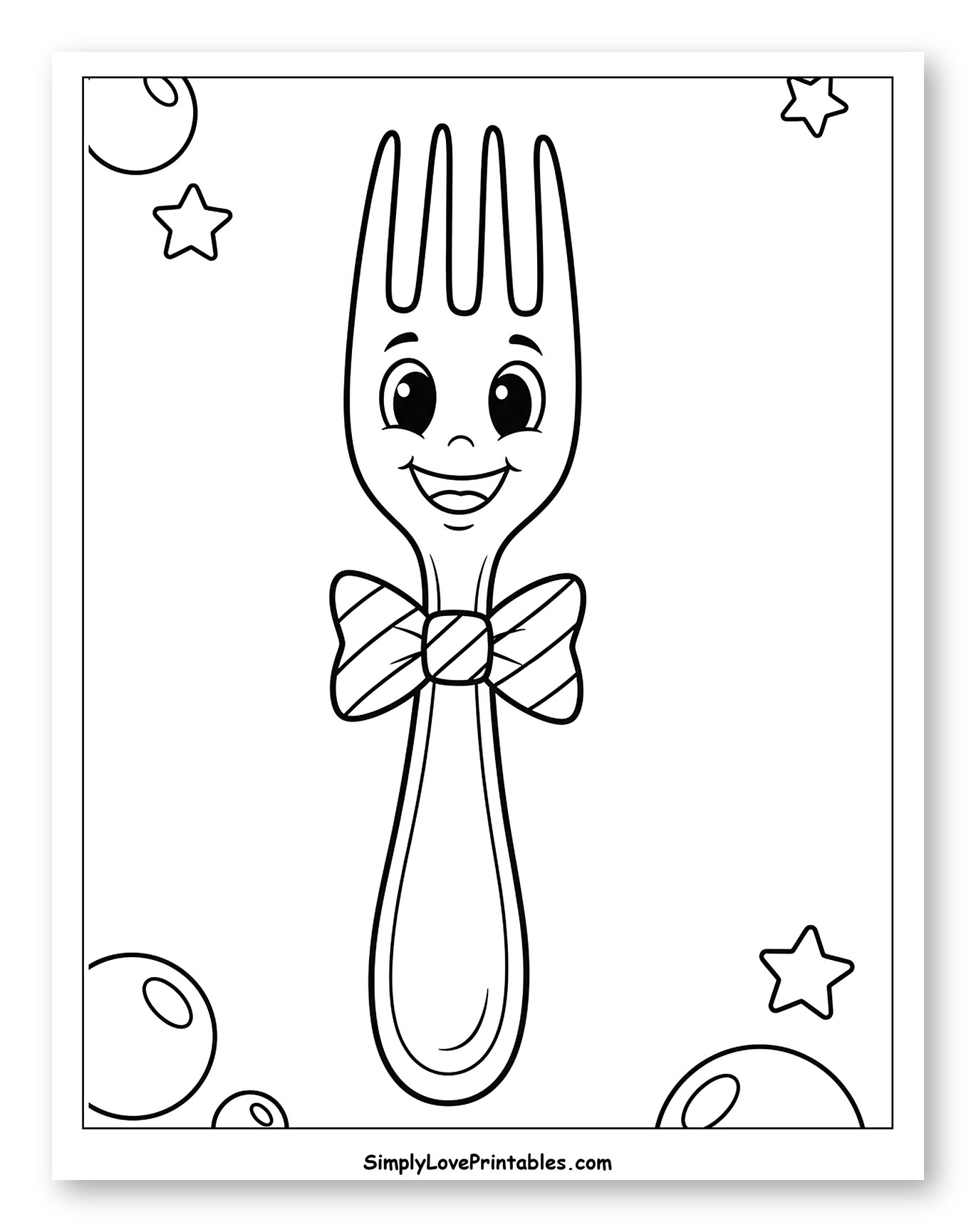 Happy Fork with Bow Tie and Bubbles