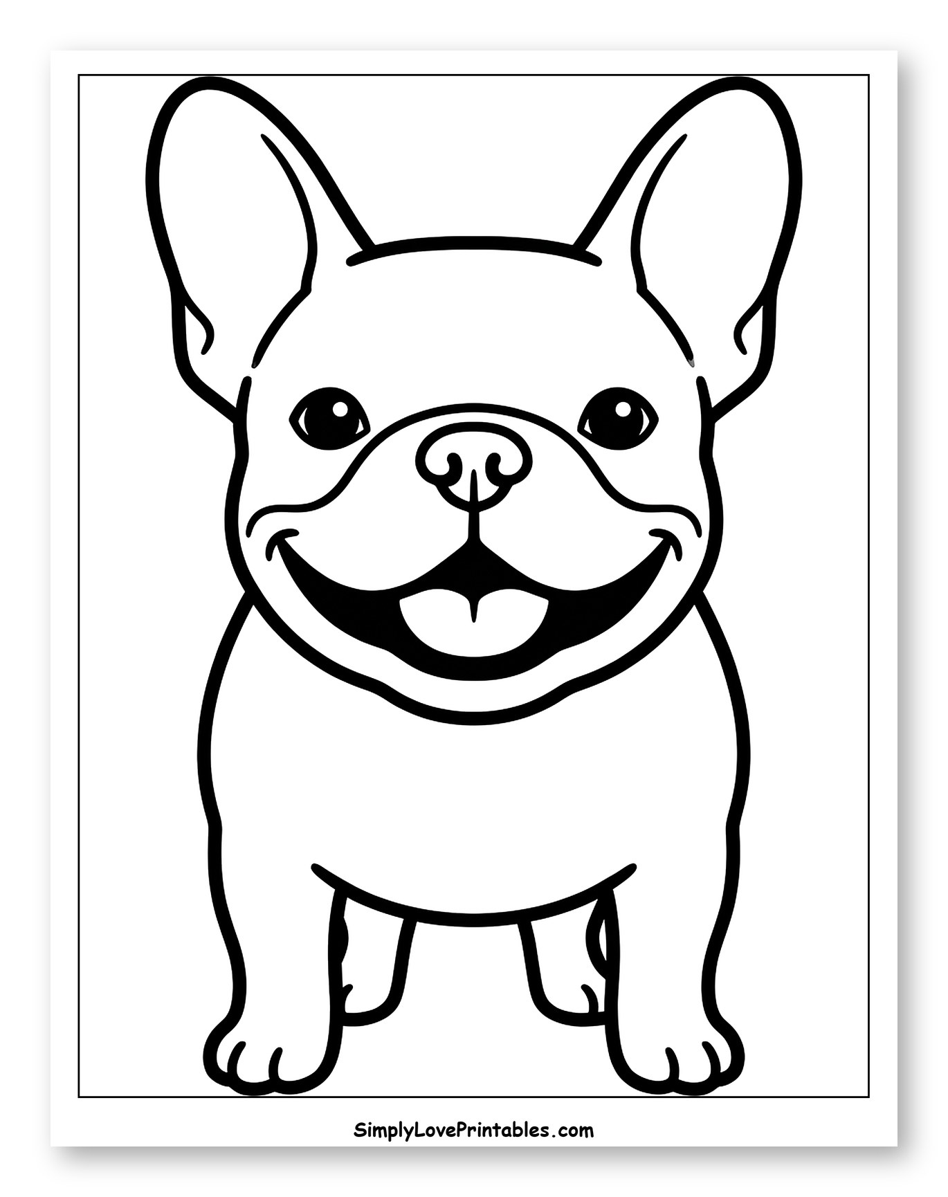 Happy French Bulldog Outline Drawing