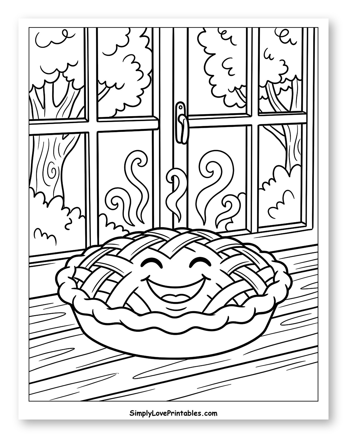 Happy Freshly Baked Pie on a Windowsill
