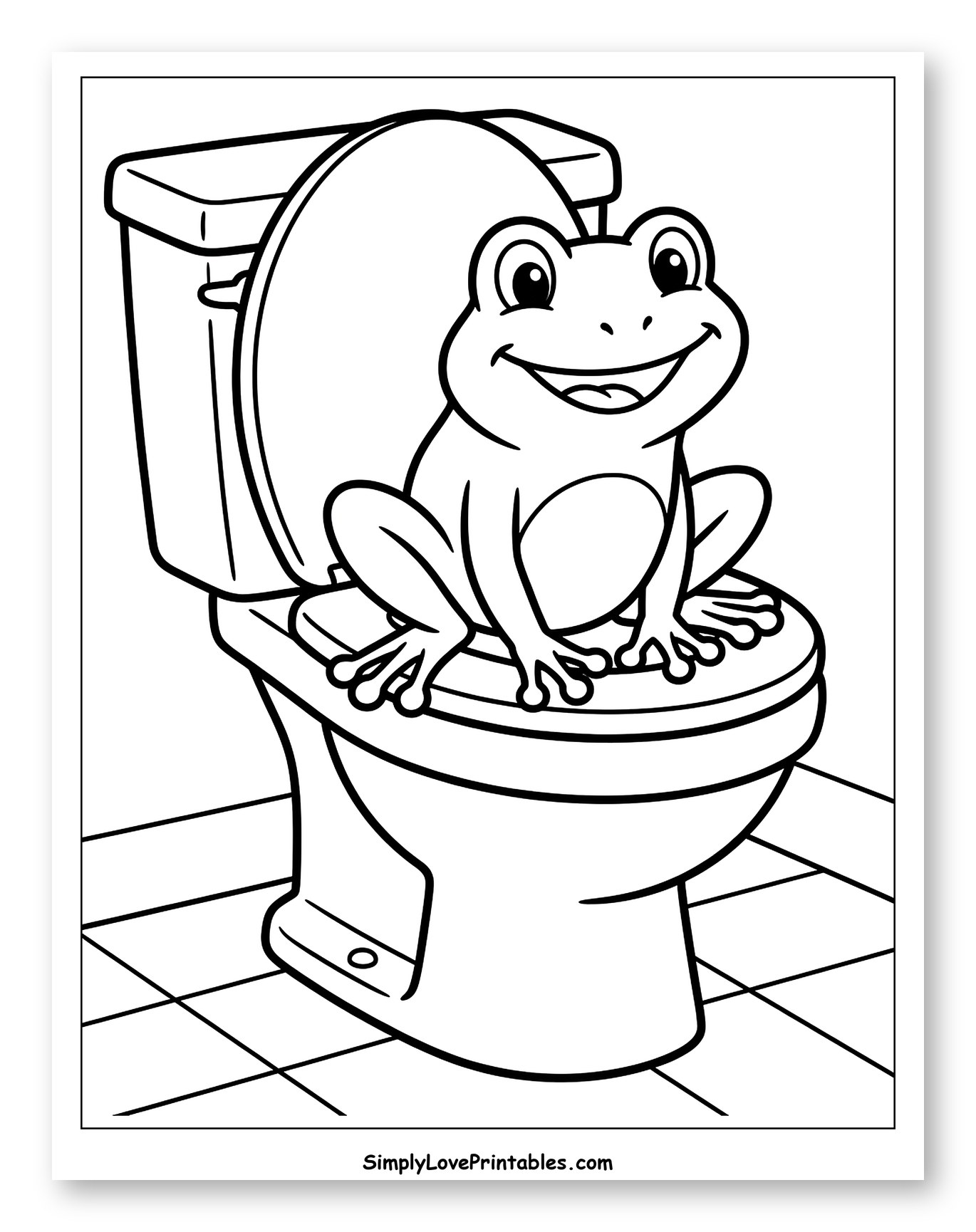 Happy Frog Sitting on a Toilet