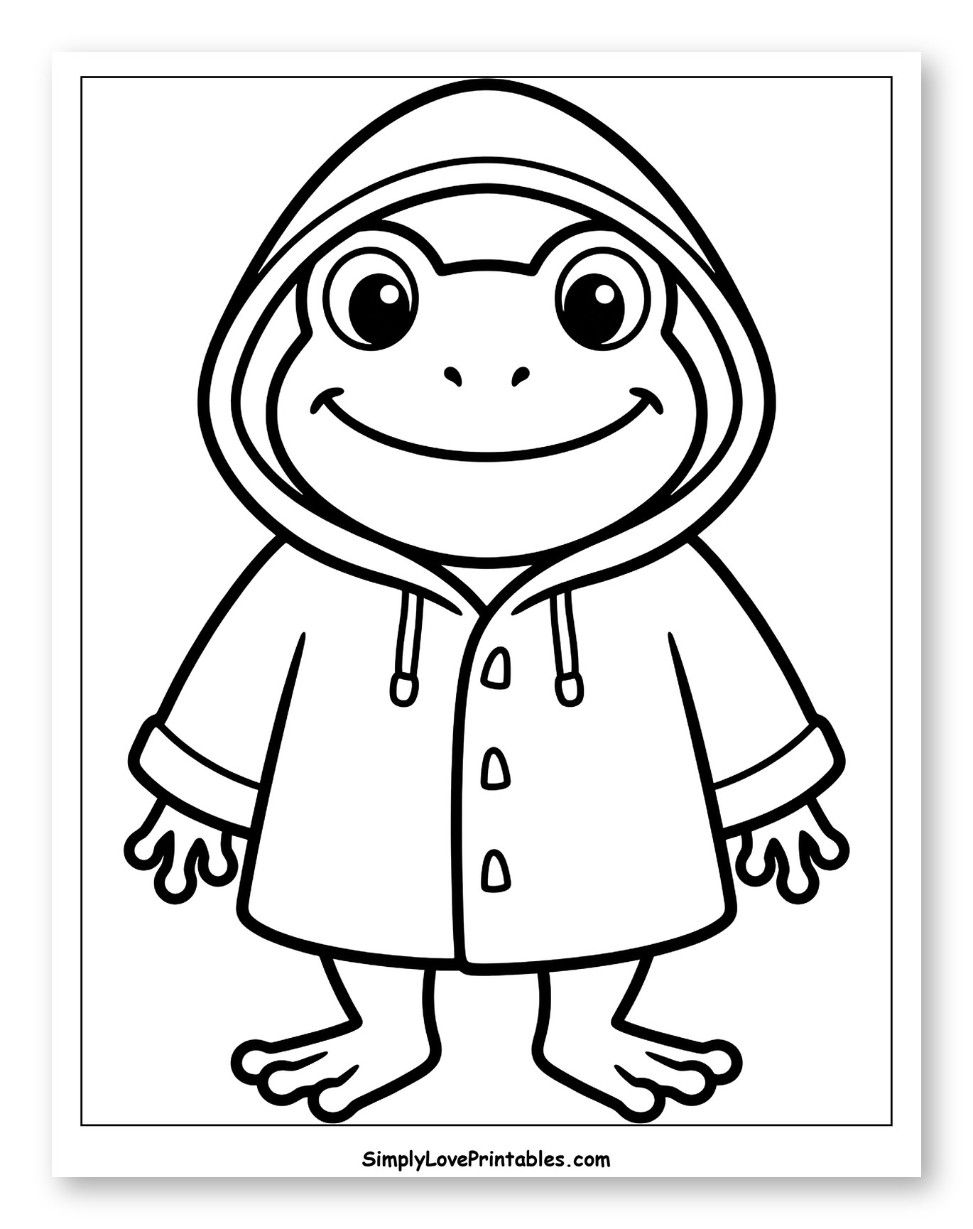 Happy Frog Wearing a Hooded Rain Jacket