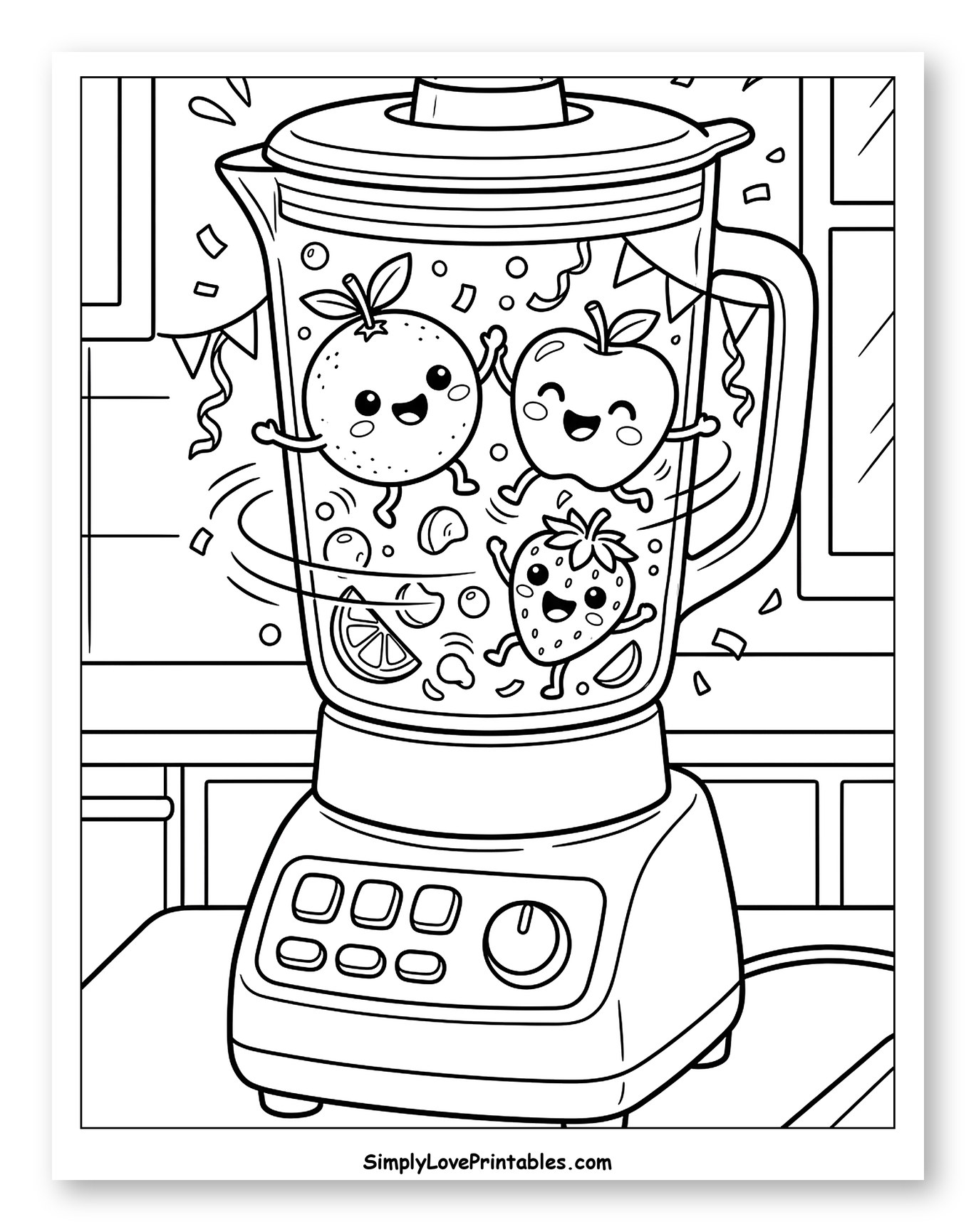 Happy Fruits Dancing in a Blender