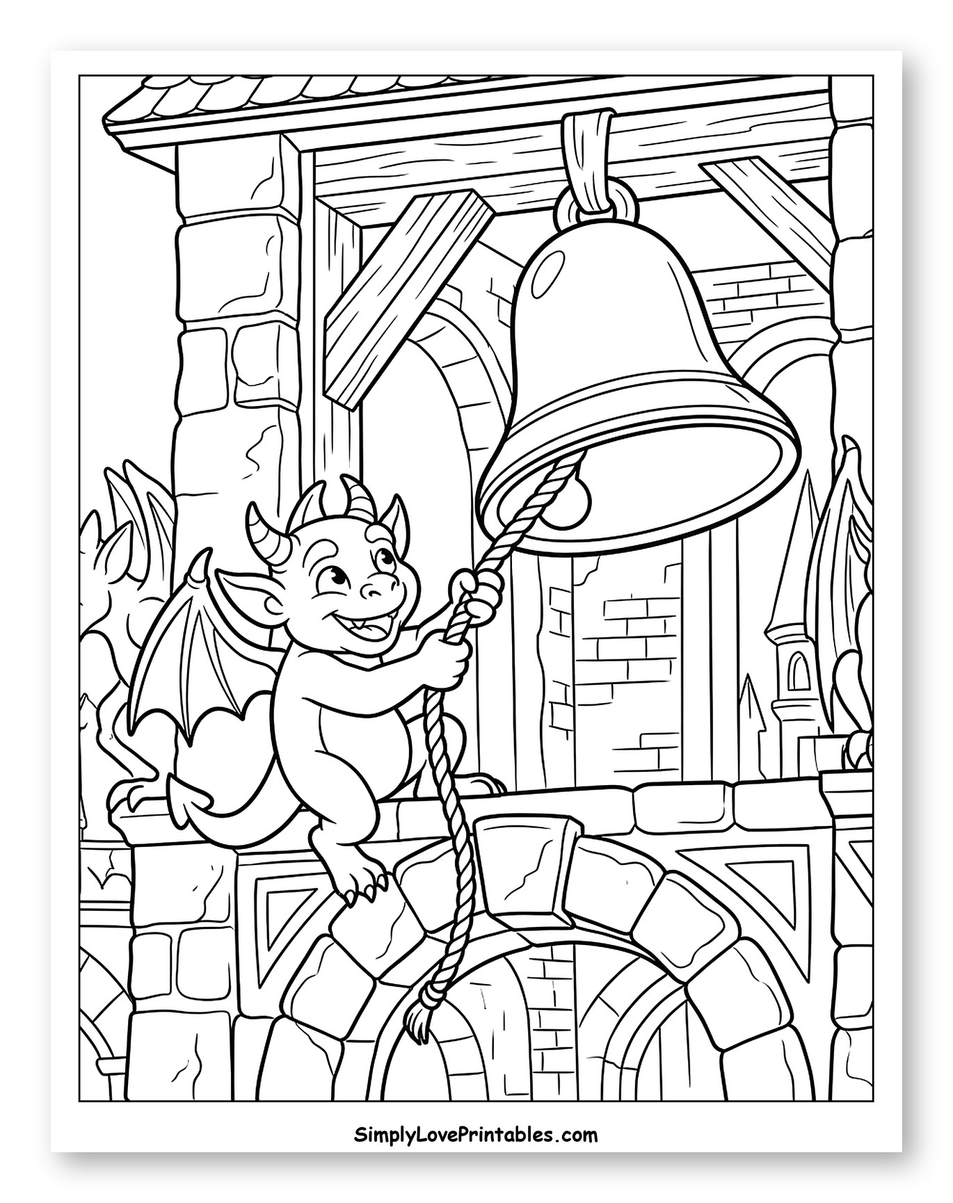 Happy Gargoyle Ringing the Big Bell