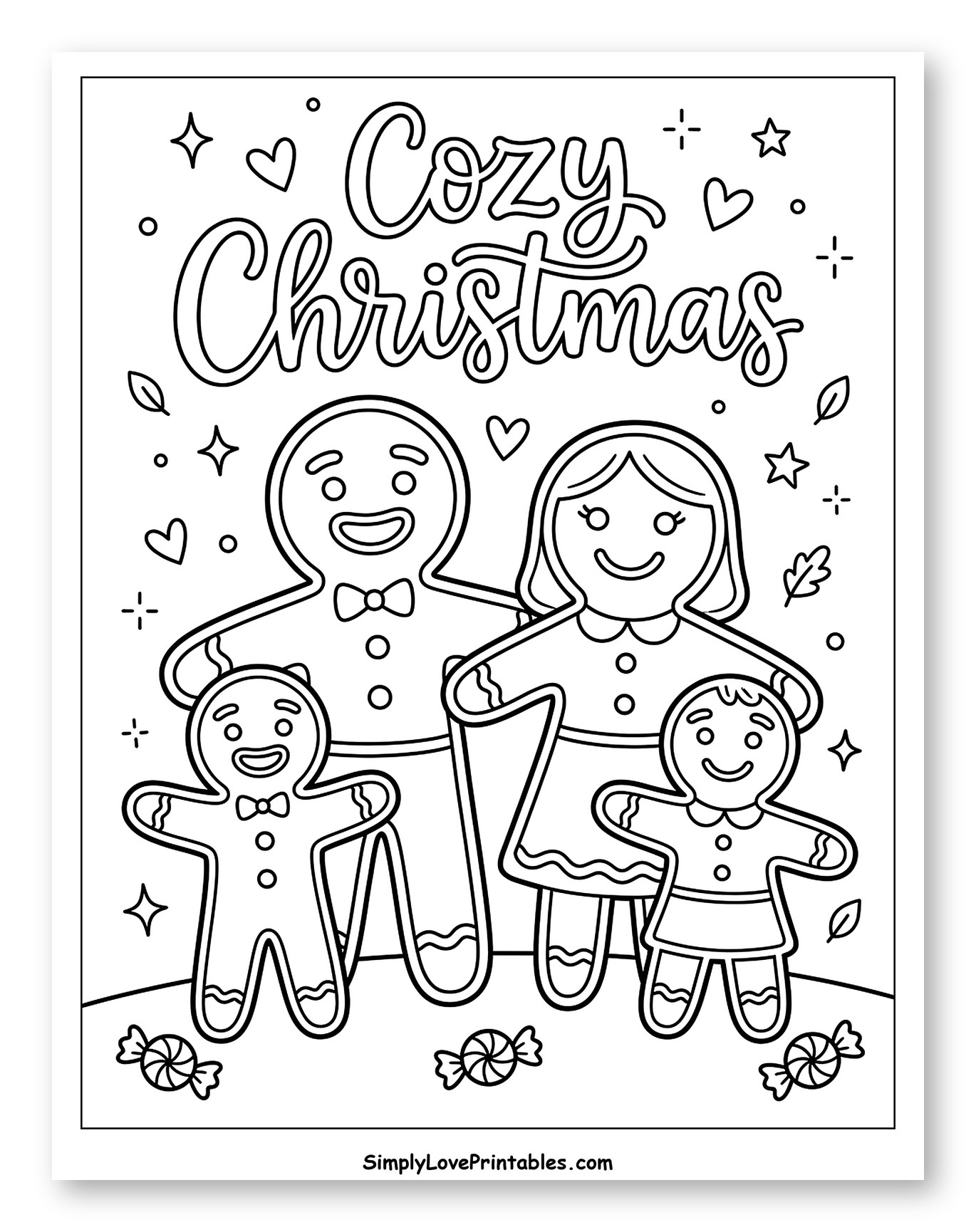 Happy Gingerbread Family Celebrating a Cozy Christmas