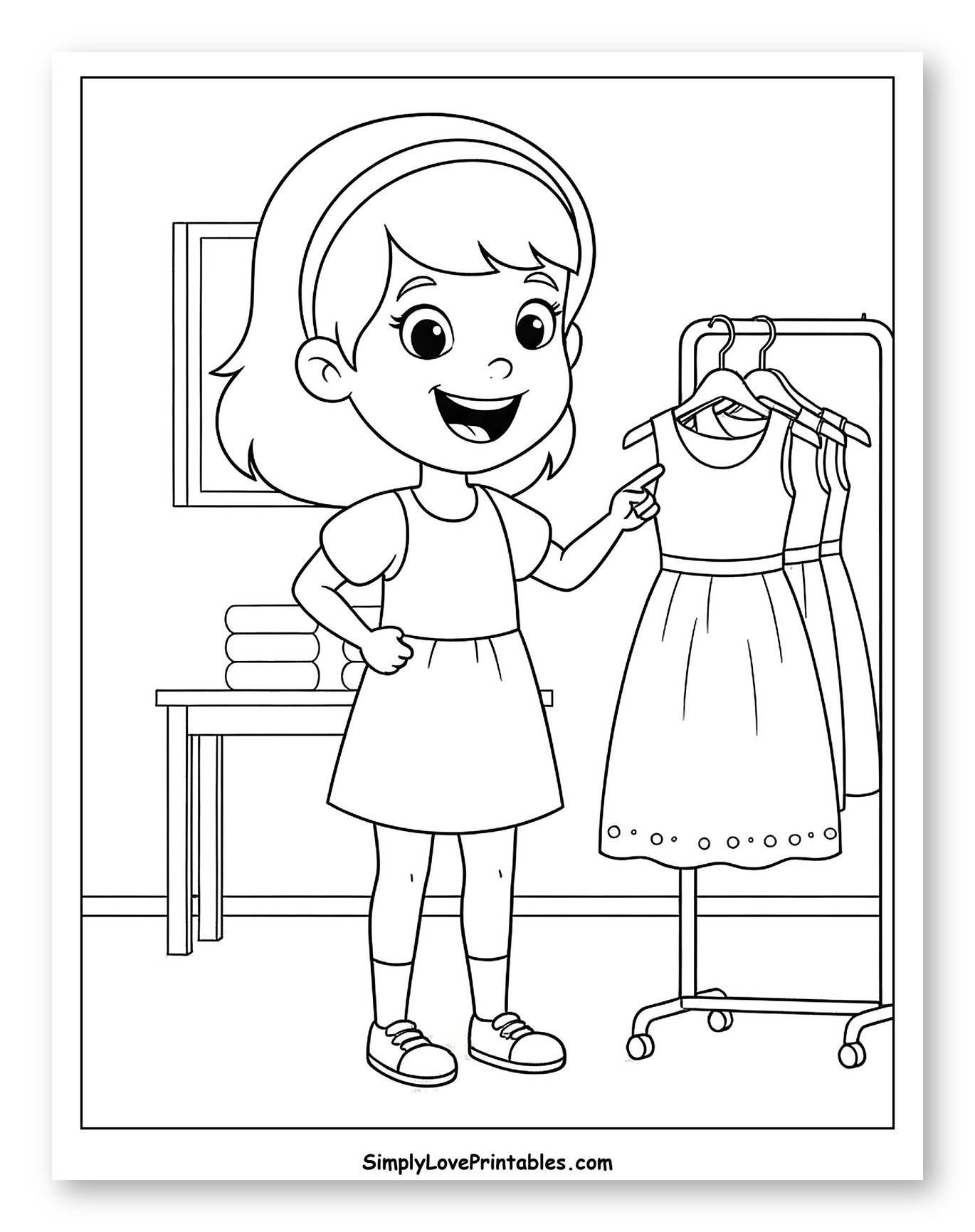 Happy Girl Choosing a Dress