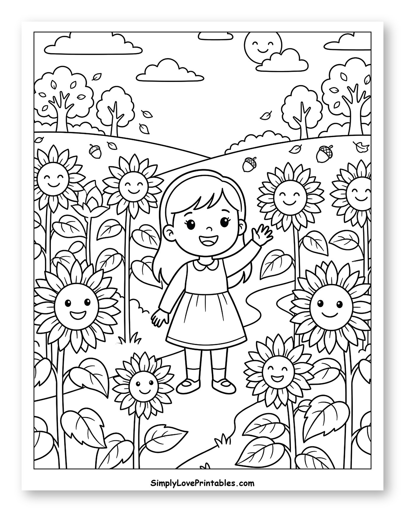 Happy Girl in a Field of Sunflowers