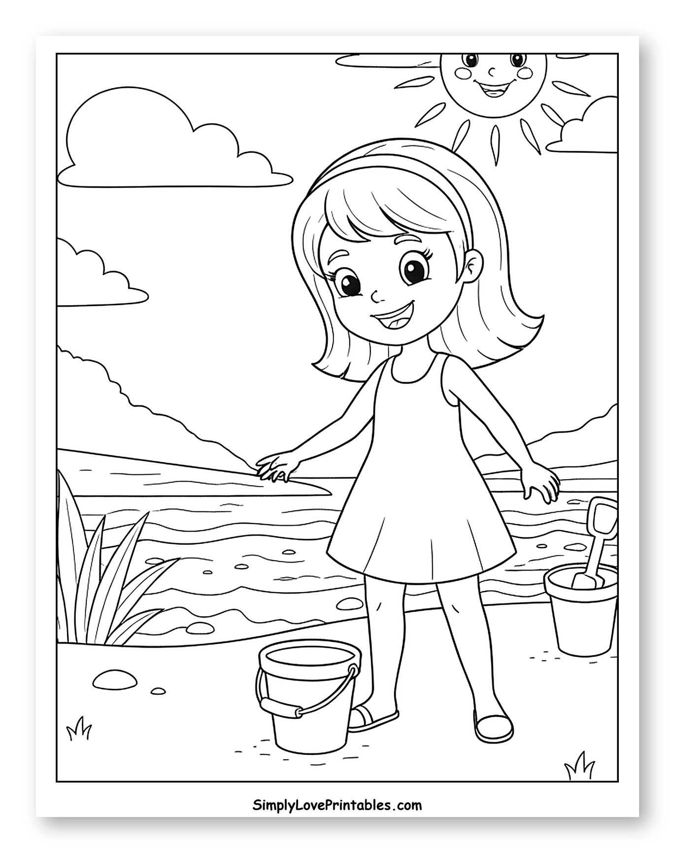 Happy Girl Playing Outdoors on a Sunny Day