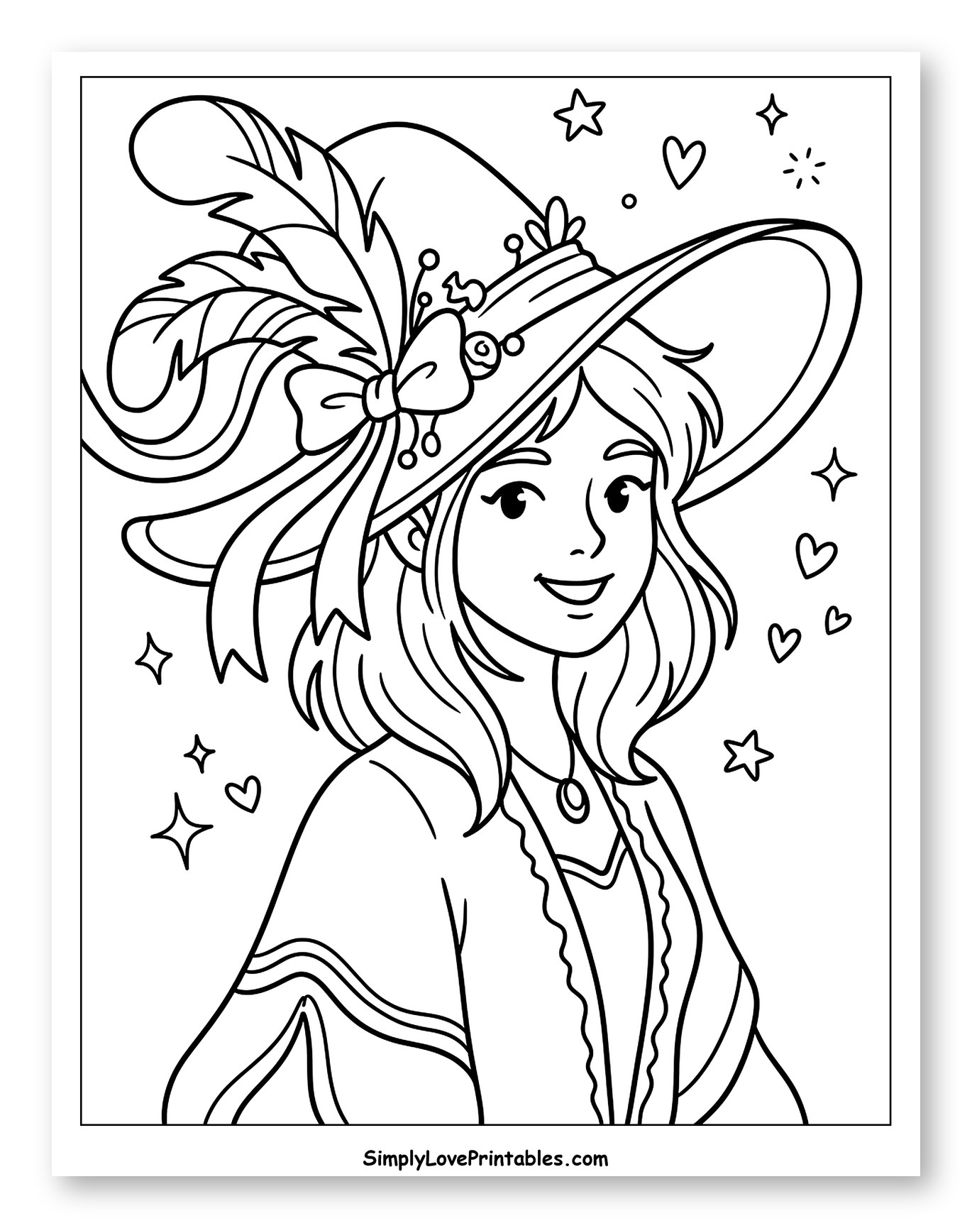 Happy Girl with a Big Feathered Hat