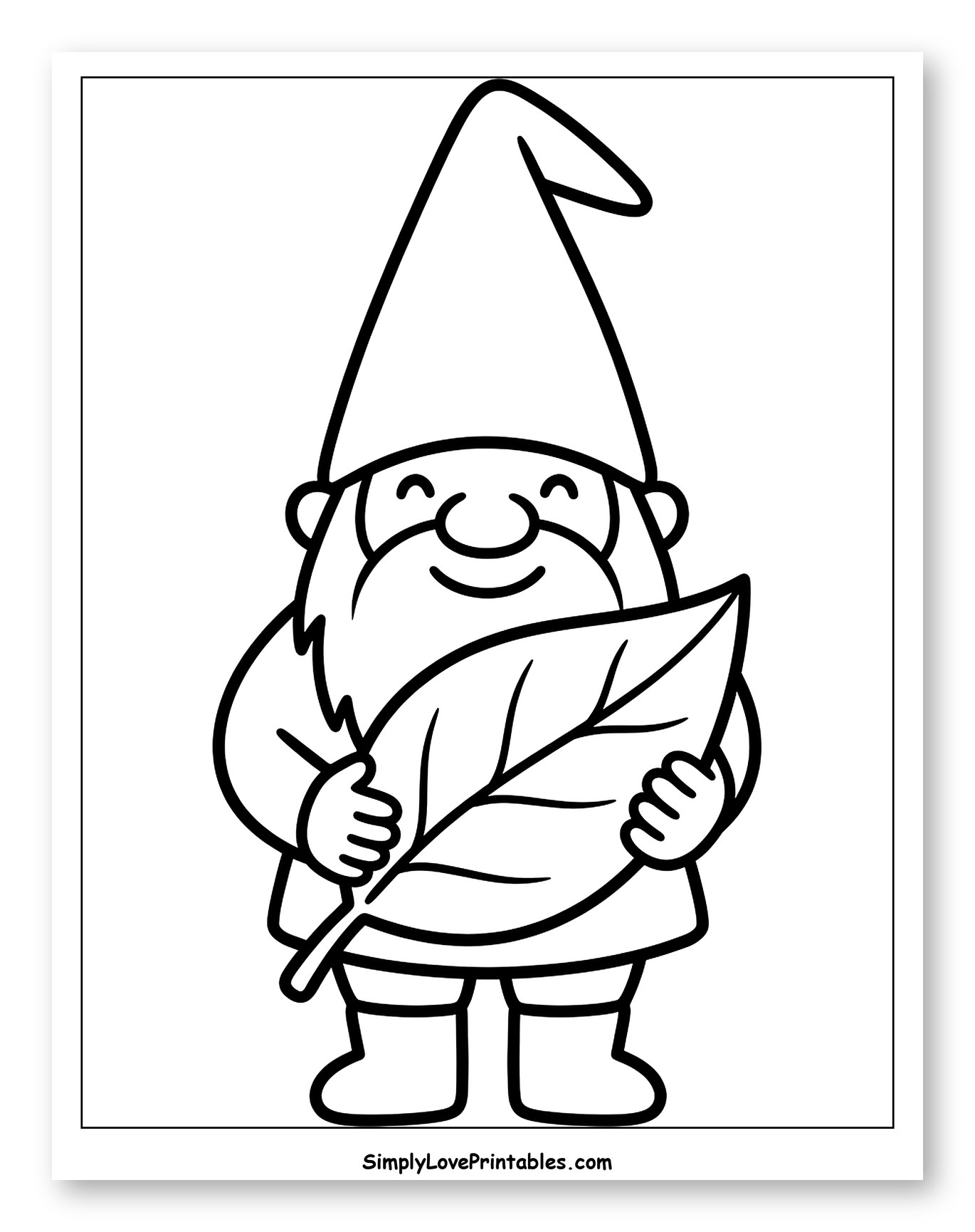 Happy Gnome Holding a Large Leaf