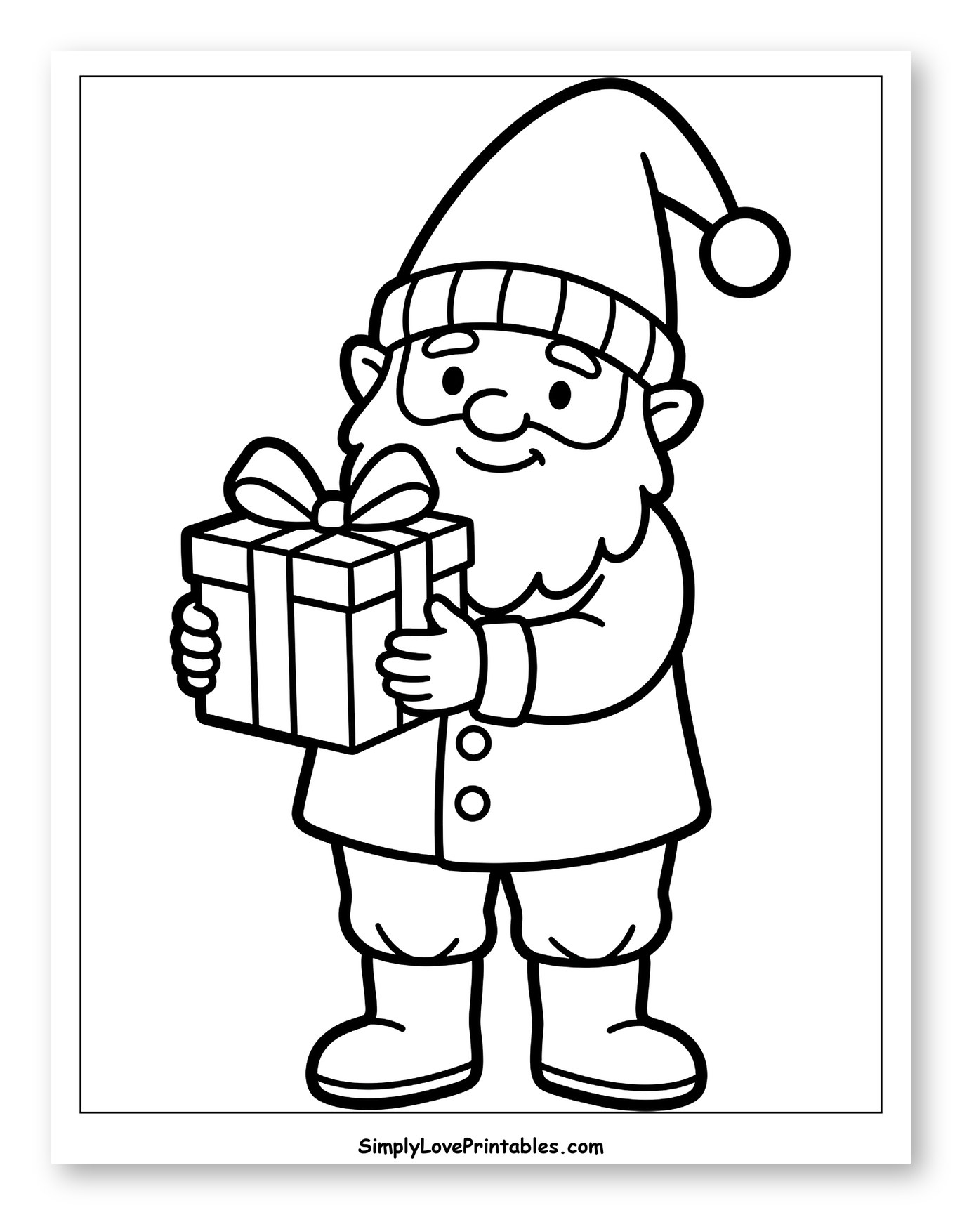 Happy Gnome with a Wrapped Present