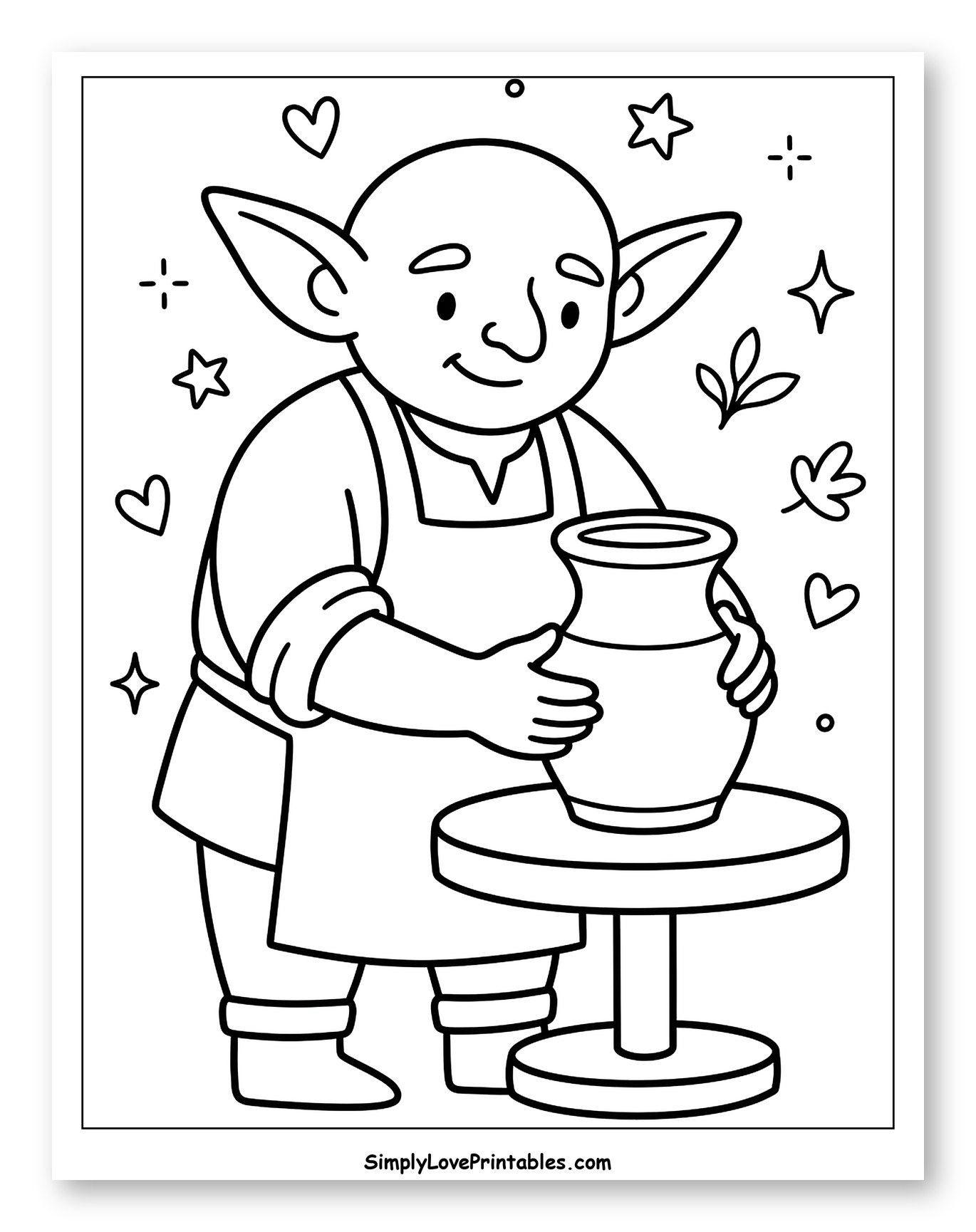 Happy Goblin Making Pottery on a Wheel