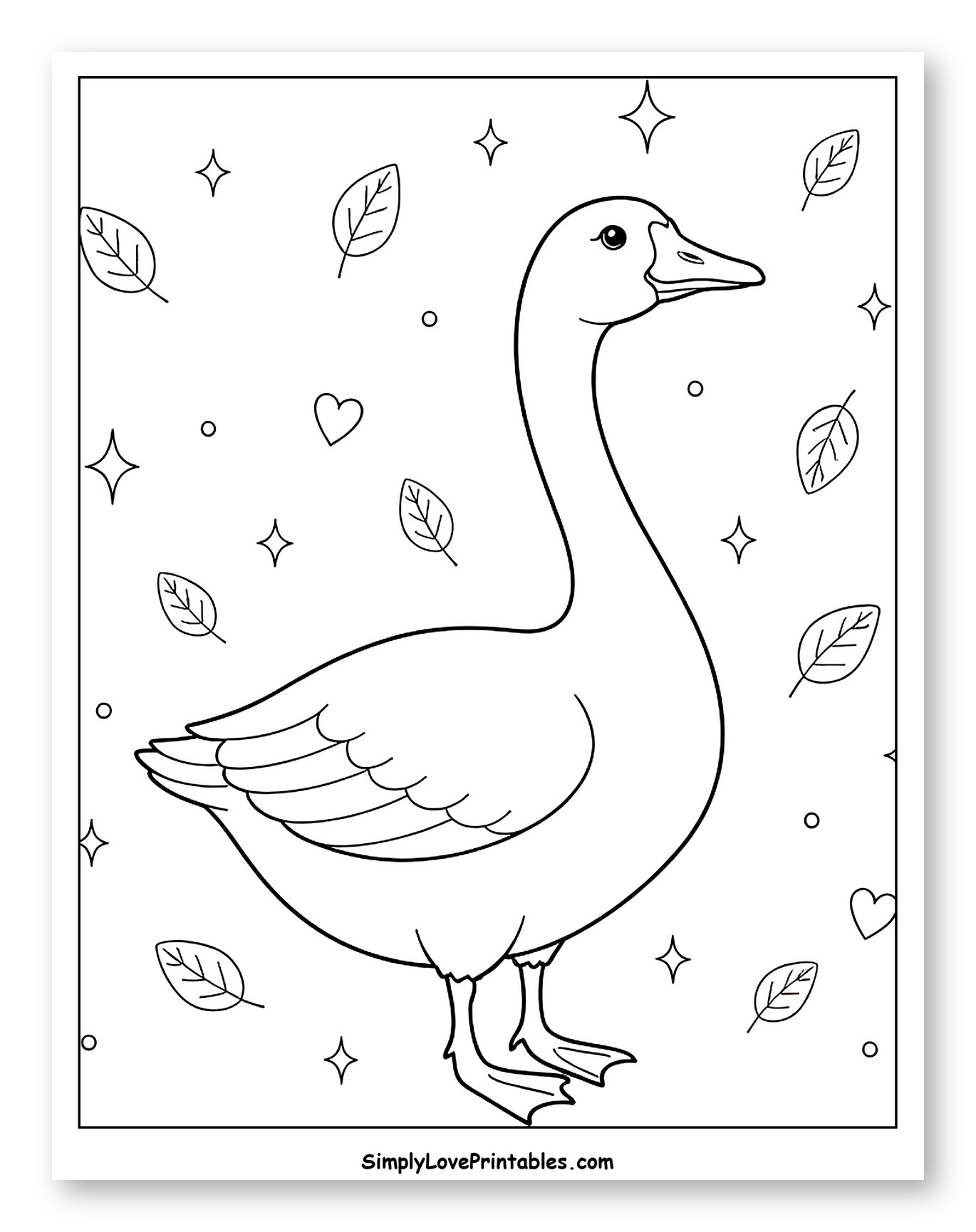 Happy Goose in a Leafy Scene