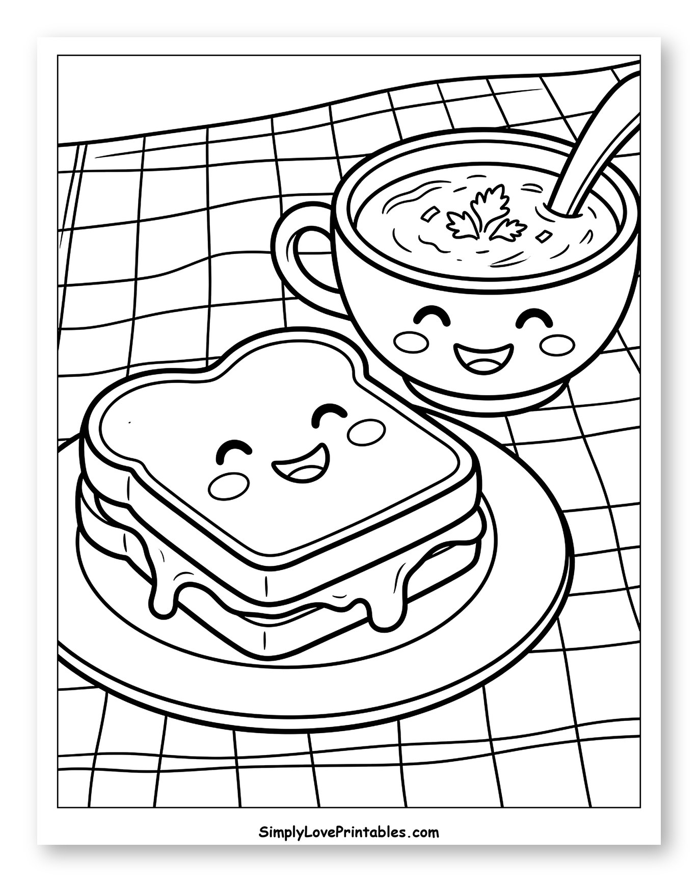 Happy Grilled Cheese and Soup Meal