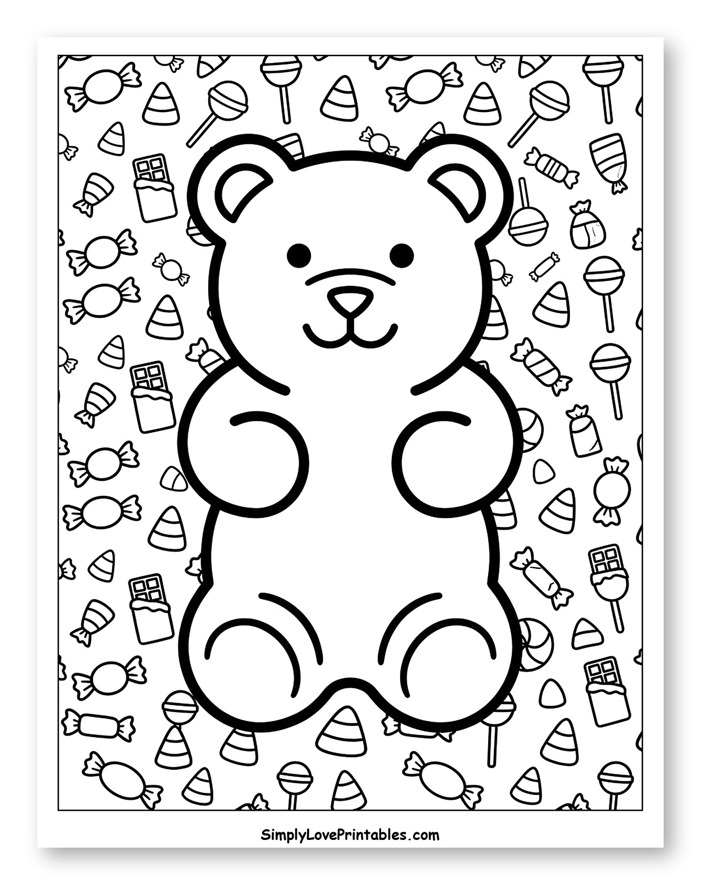 Happy Gummy Bear and Halloween Treats to Color for Toddlers
