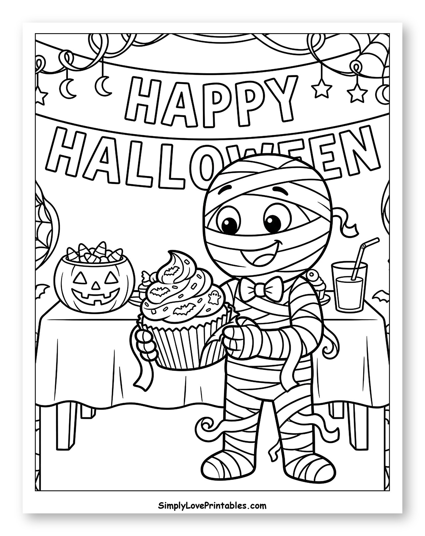 Happy Halloween Mummy with a Festive Cupcake