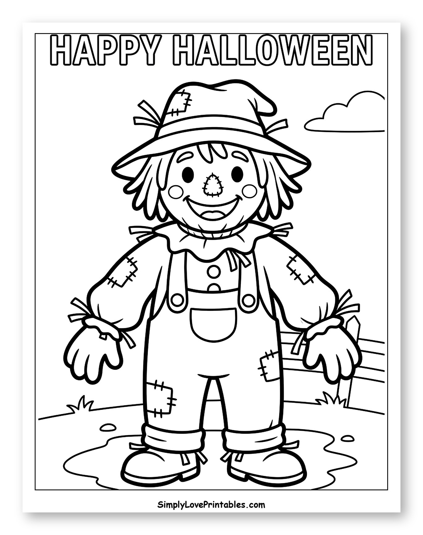 Happy Halloween Scarecrow with Patches