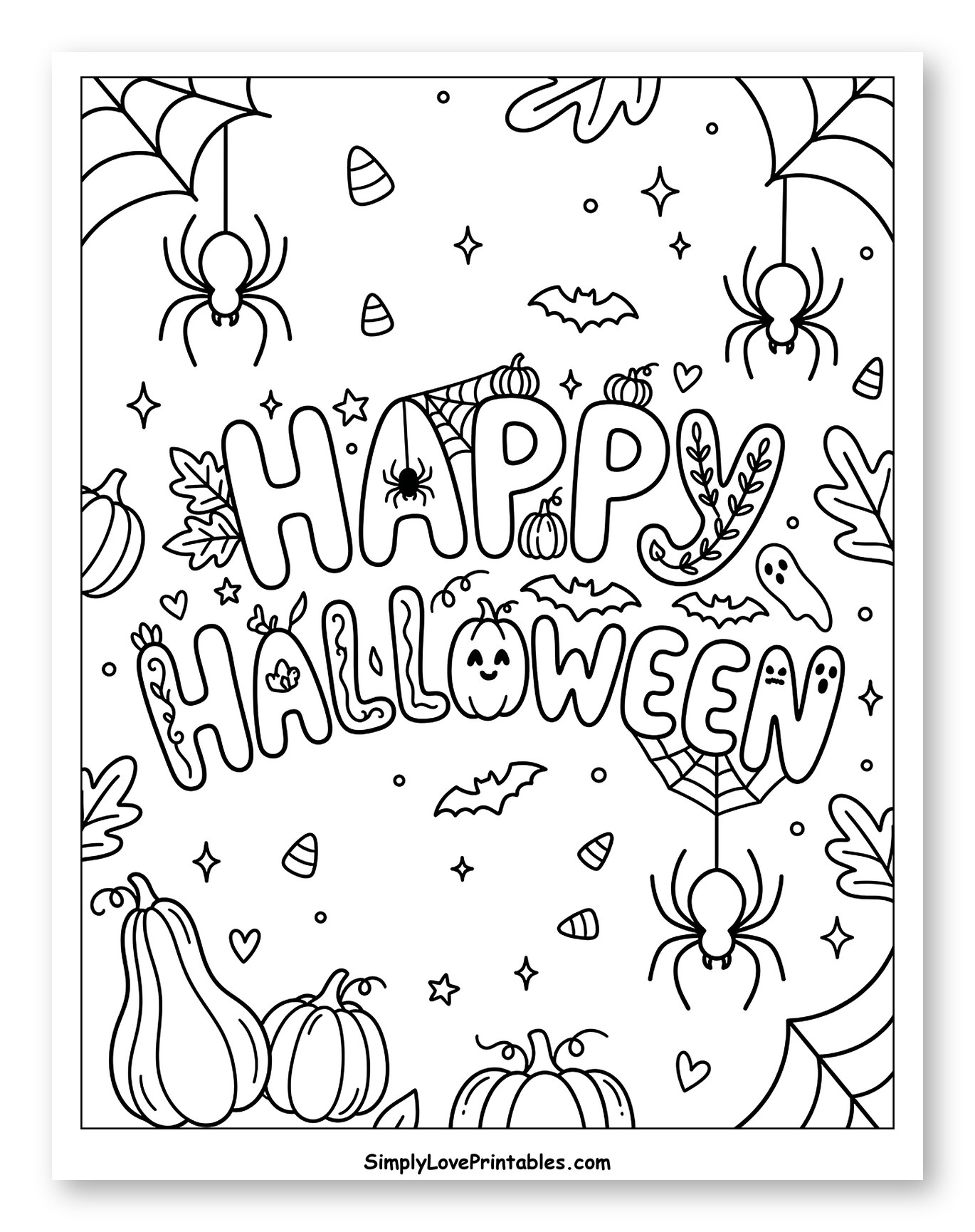 Happy Halloween Spiders and Pumpkins