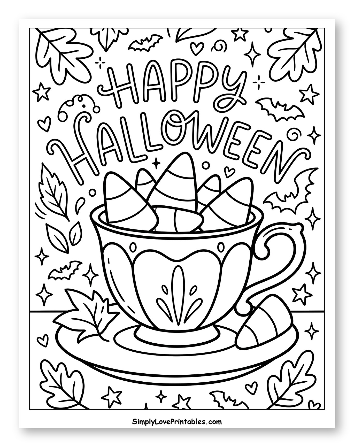 Happy Halloween Teacup with Candy Corn