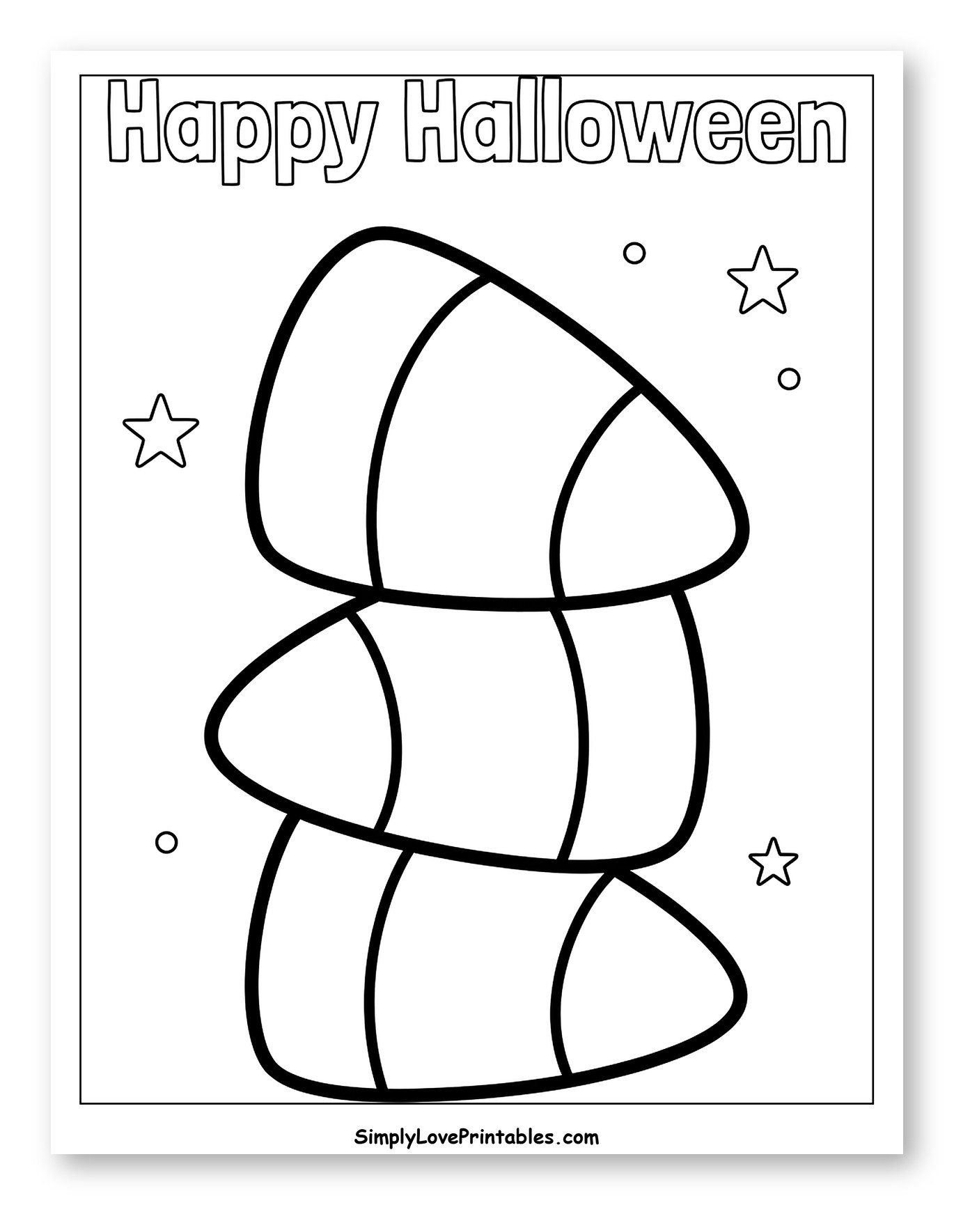 Happy Halloween with Stacked Candy Corn to Color for Toddlers