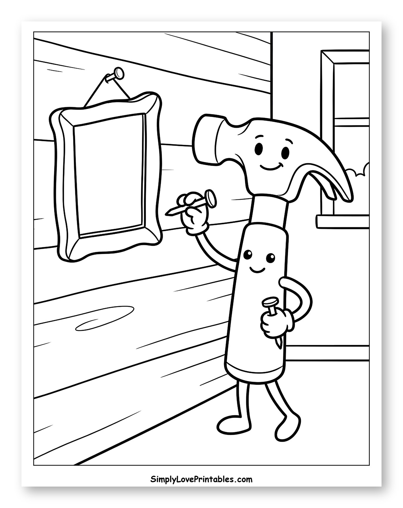 Happy Hammer Hanging a Picture Frame