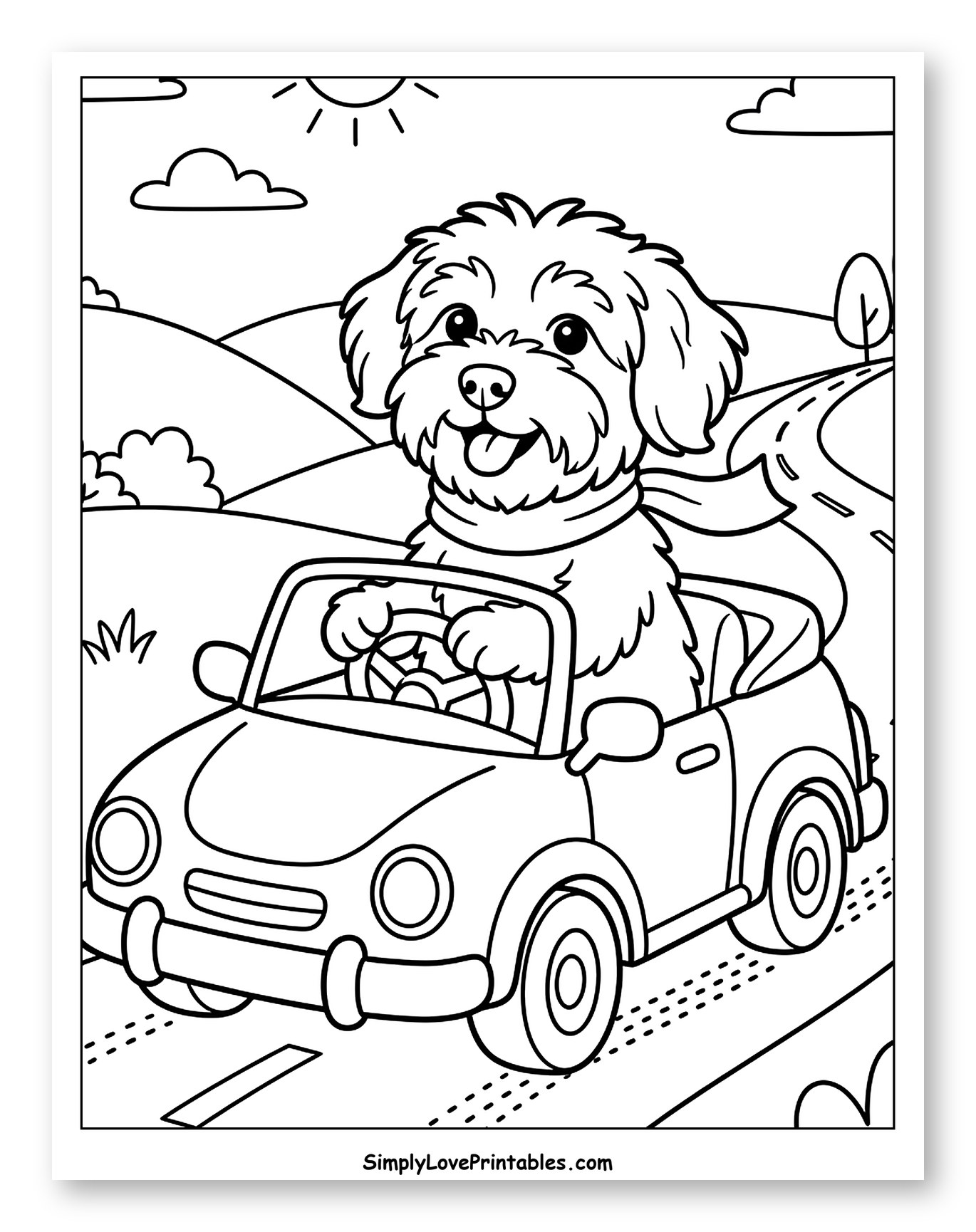 Happy Havanese Driving Car on Sunny Day